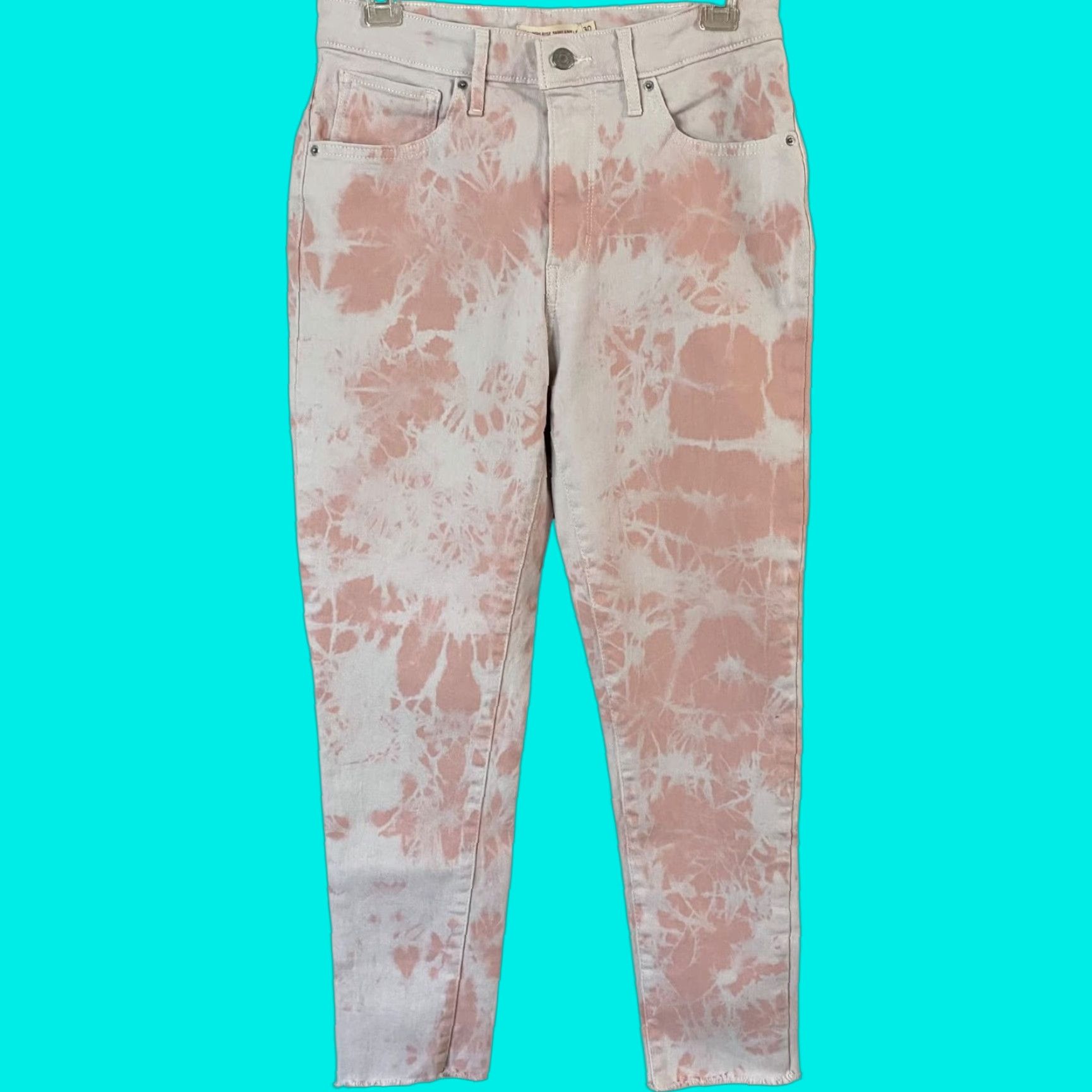 Levi's Levi's Jeans Women's 30 721 High-Rise Skinny Ankle White Pink Tie-Dye Denim Stretch 5-Pocket Zip Fly Size 30" / US 8 / IT 44 - 1 Thumbnail