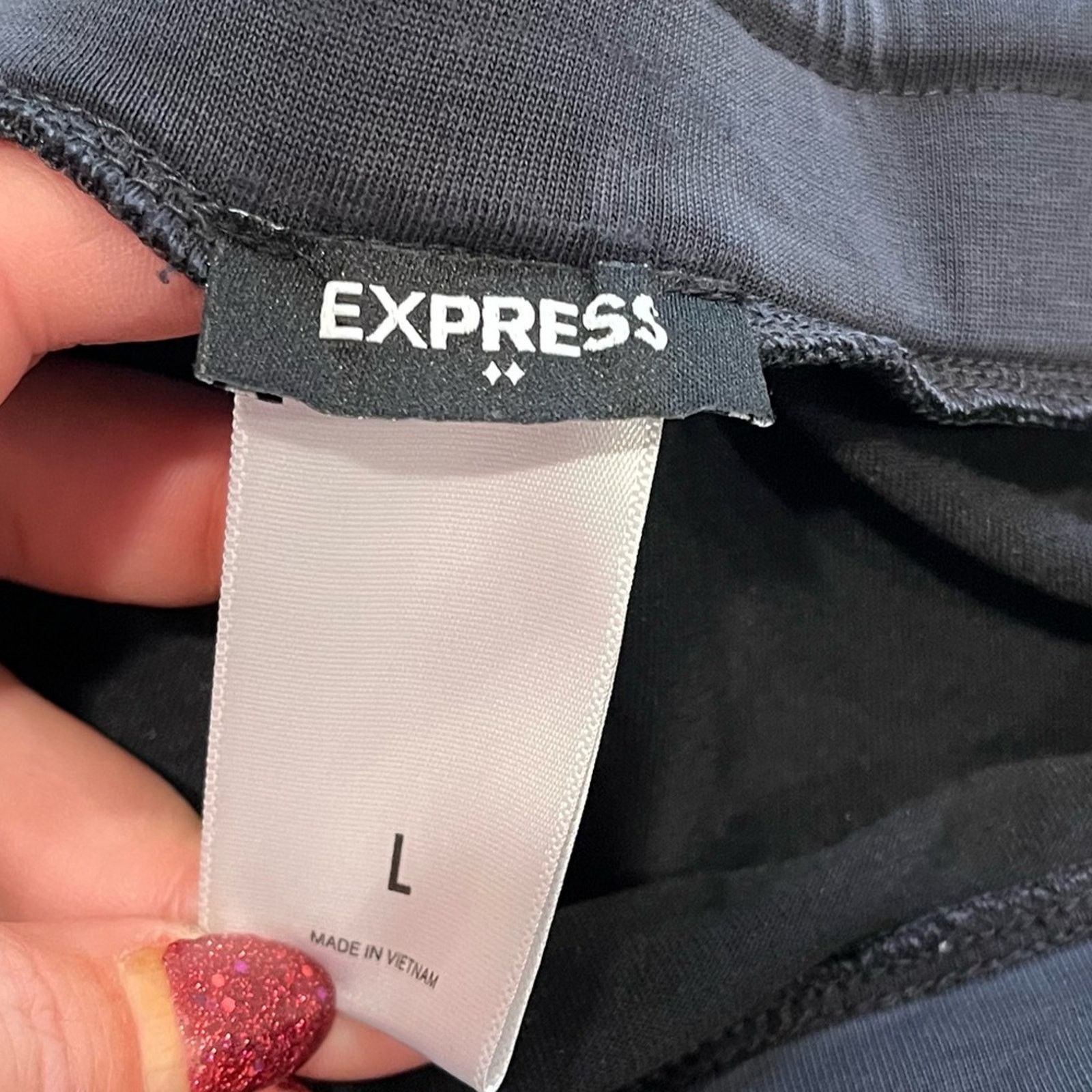 Express Express Wide Leg Capri Pants Elastic Waist Black Size L Size 29" - 4 Thumbnail