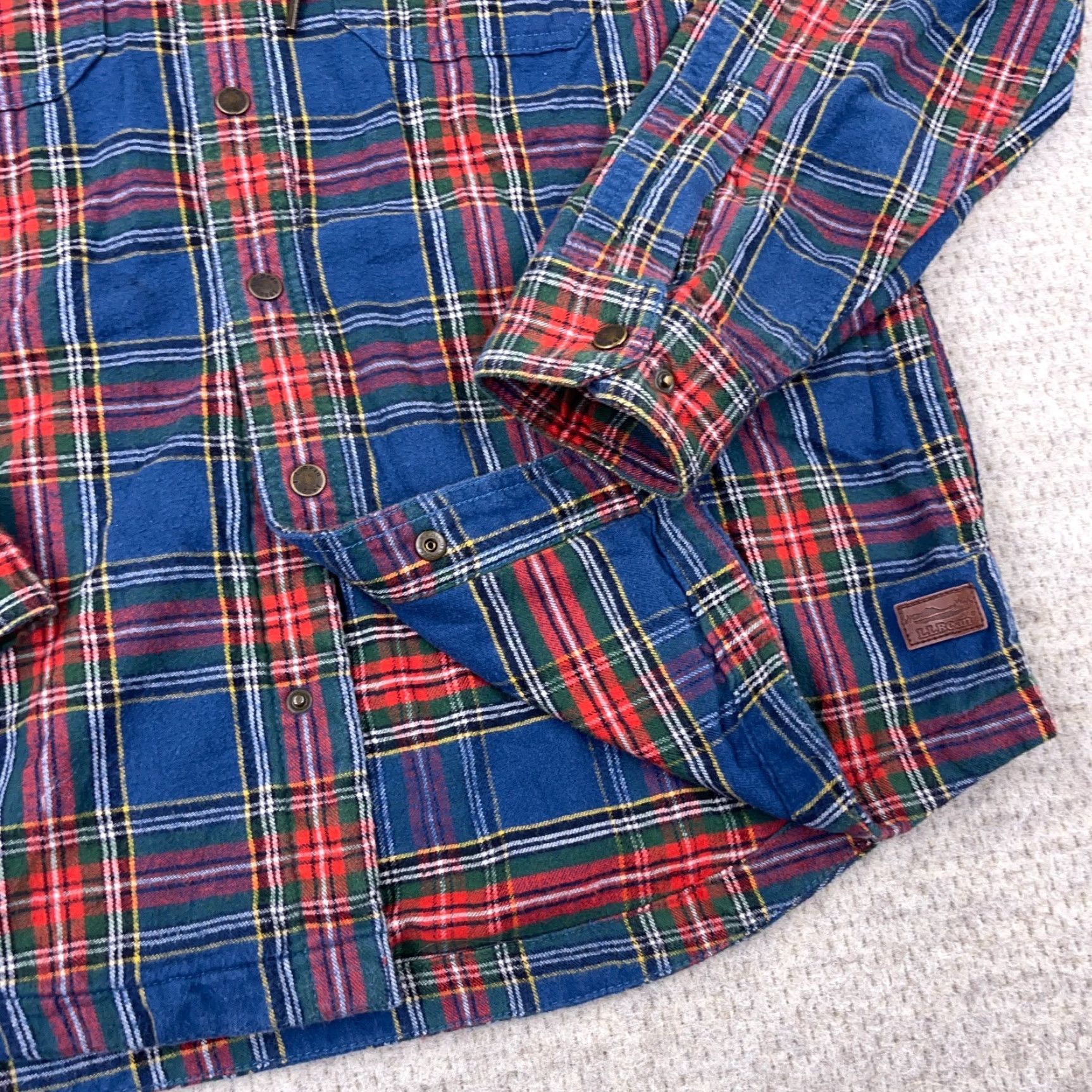 Vintage LL Bean Shacket Men M Blue Red Flannel Shirt Jacket Hooded Snap Unlined Casual Workwear Travel Plaid Jacket Mens Size US M / EU 48-50 / 2 - 4 Thumbnail