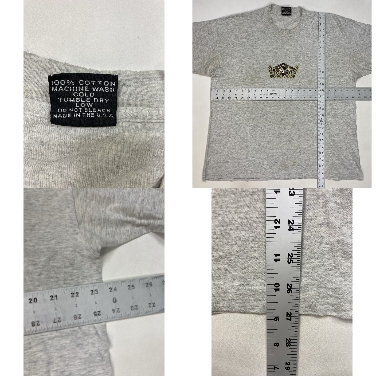 SAS VINTAGE Yasa Rootz Brigade Graphic T-shirt Men Large Gray USA 90s Single Stitch Size US L / EU 52-54 / 3 - 9 Thumbnail
