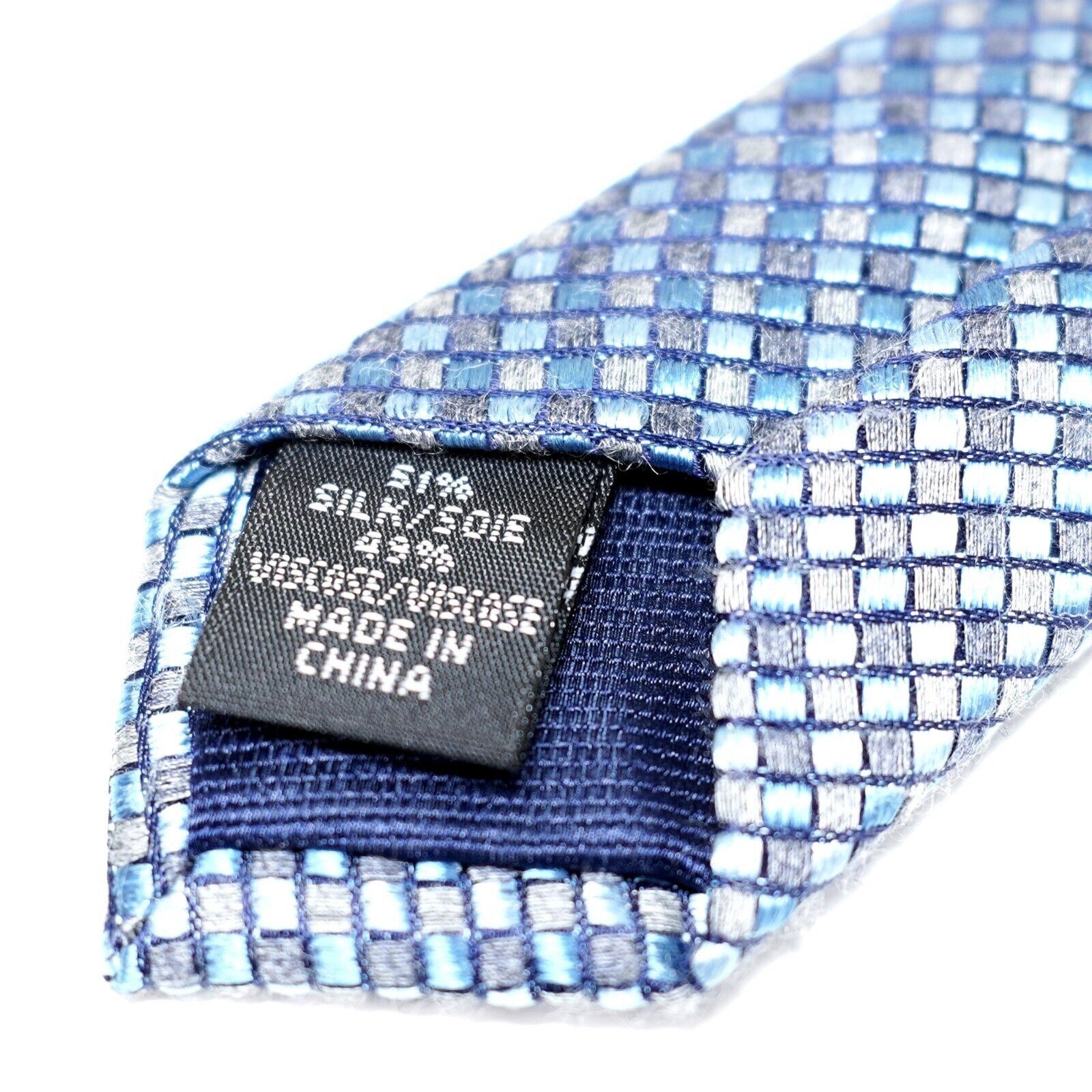 Michael Kors Michael Kors Blue Woven Silk Viscose Check Long Skinny Tie Size ONE SIZE - 5 Thumbnail