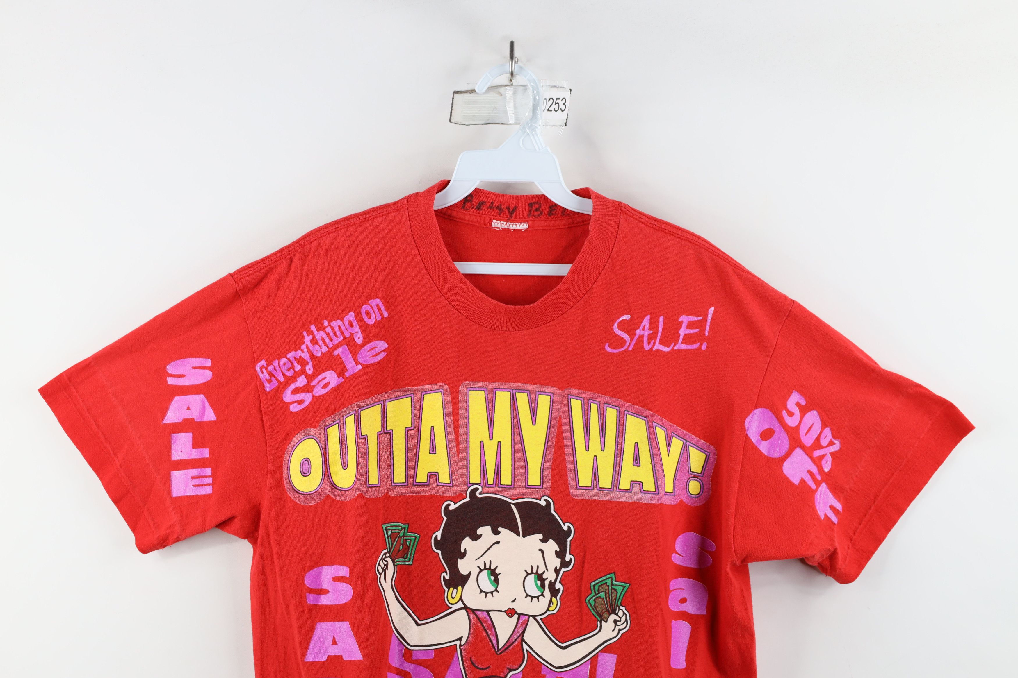 Vintage Vintage 90s Betty Boop Outta My Way Money T-Shirt Red Size L / US 10 / IT 46 - 2 Thumbnail