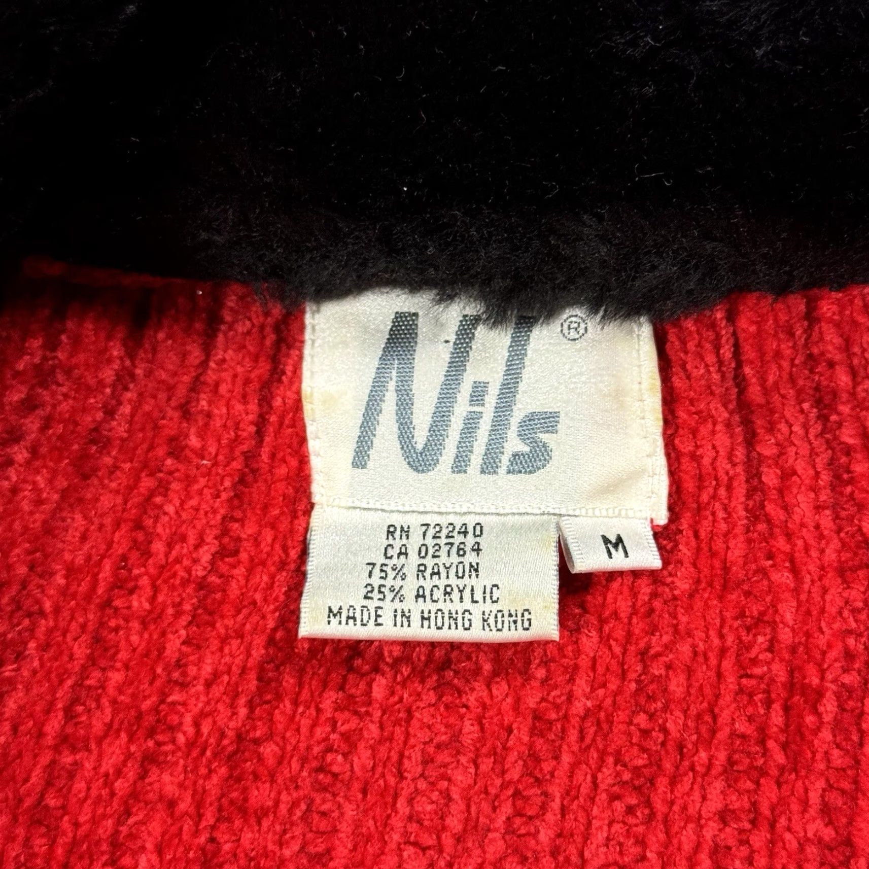 Velour VINTAGE Nils Y2K 90s Velour Fleece Short Crop Jacket Womens Medium Red Faux Fur Collar Size M / US 6-8 / IT 42-44 - 4 Thumbnail