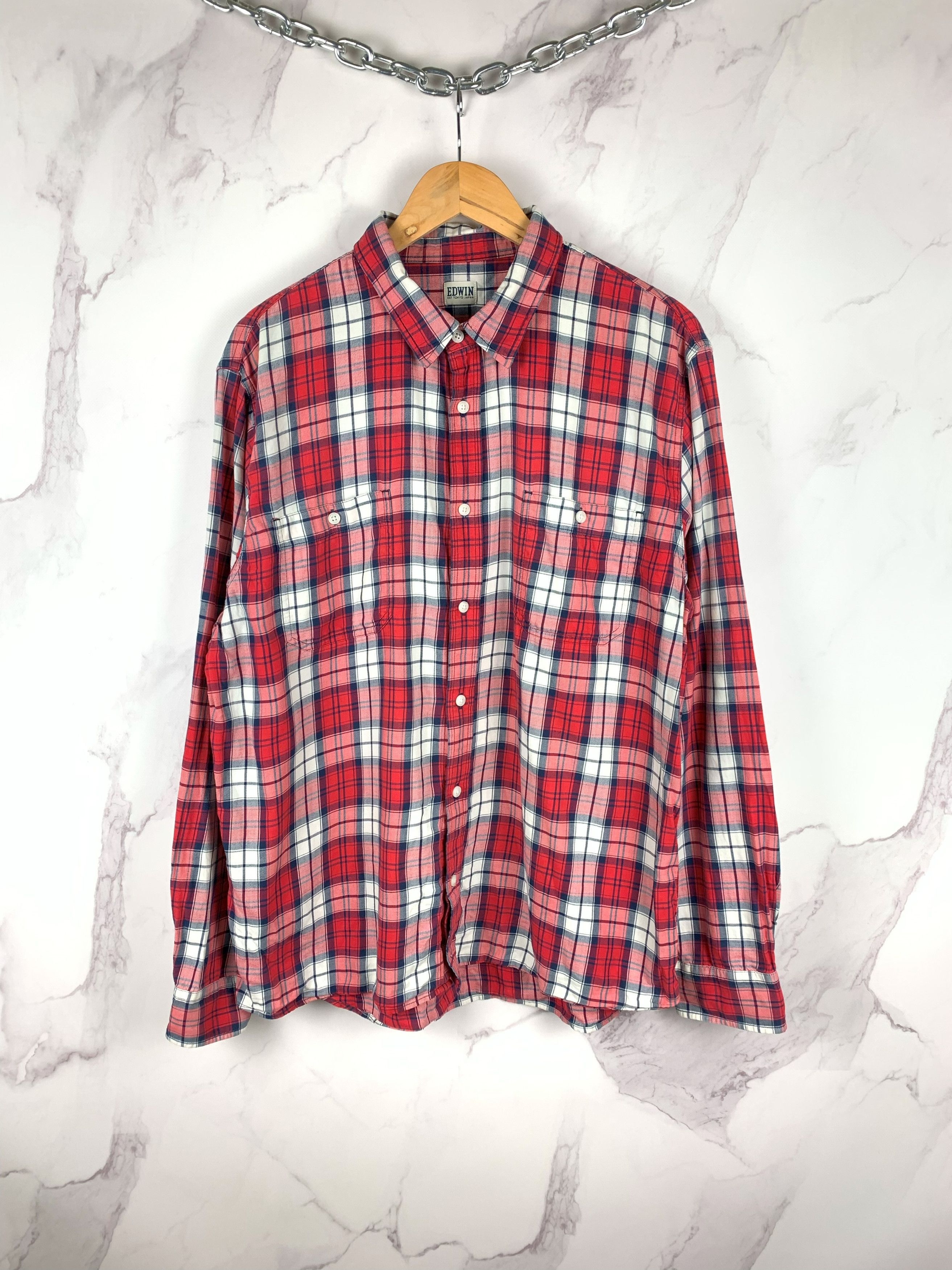 Edwin Edwin Streetwear Button Labour Shirt Checked Size XL Size US XL / EU 56 / 4 - 1 Thumbnail