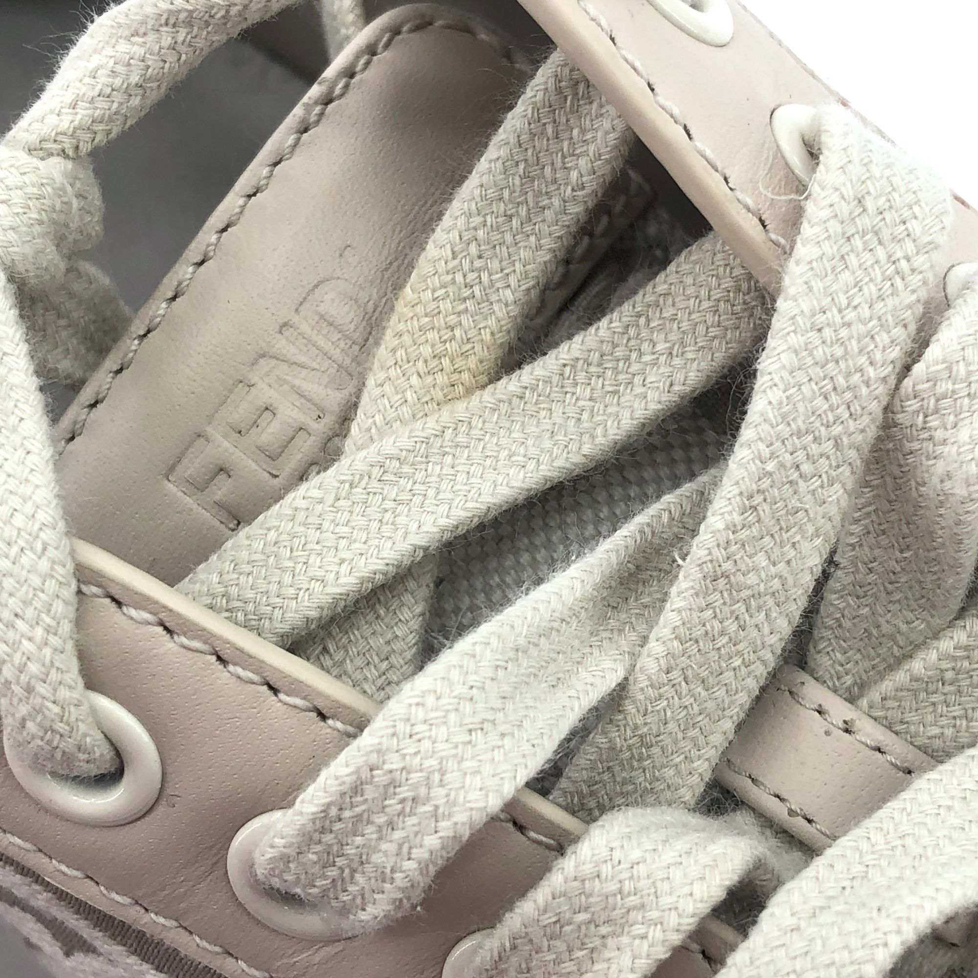 Fendi Fendi Roma Beige Jacquard Lace-Up Logo Sneakers 37.5 Womens Size US 7 / IT 37 - 4 Thumbnail