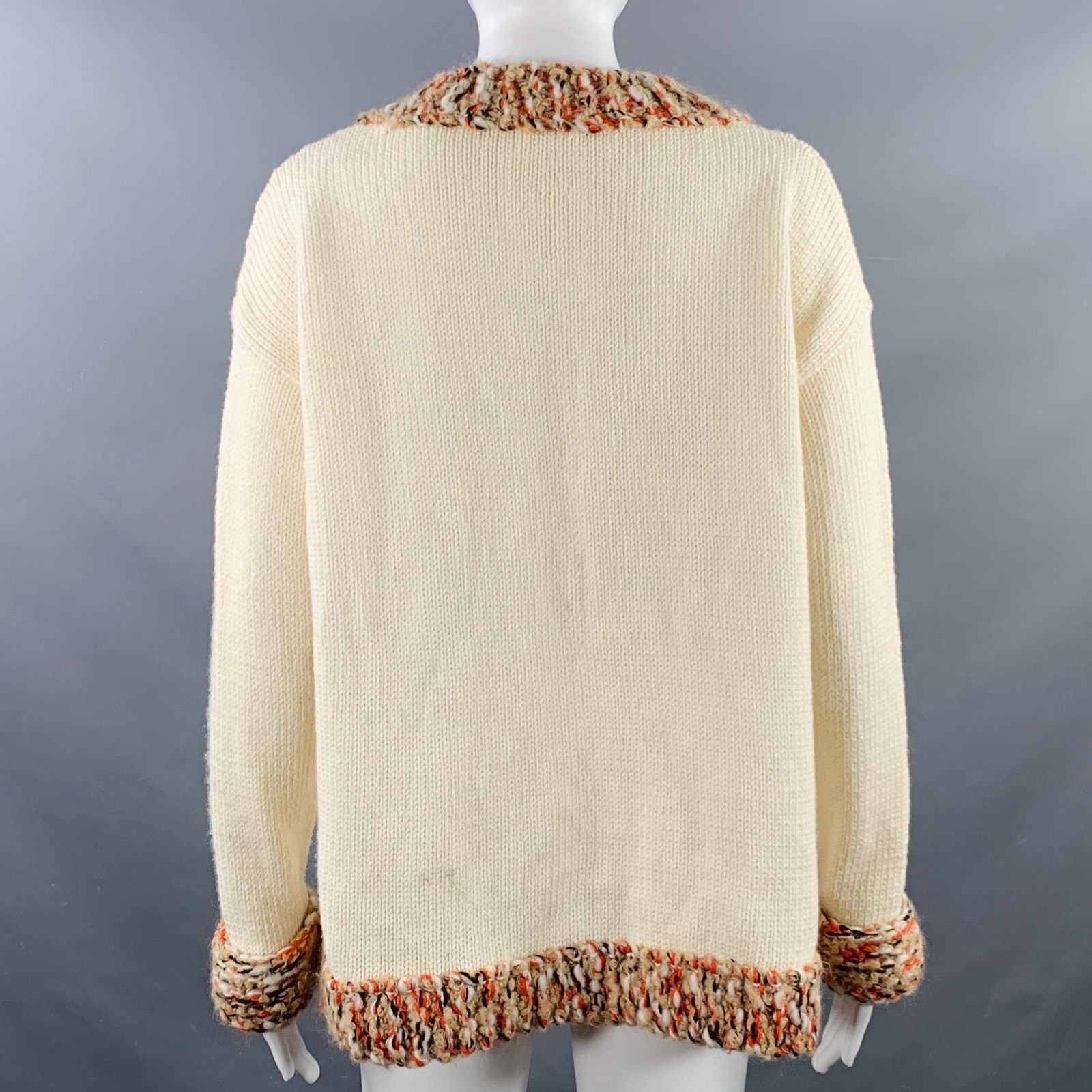 Dirk Van Saene DIRK VAN SAENE Size M Cream Orange Beige Wool Knit Cardigan Size M / US 6-8 / IT 42-44 - 4 Thumbnail