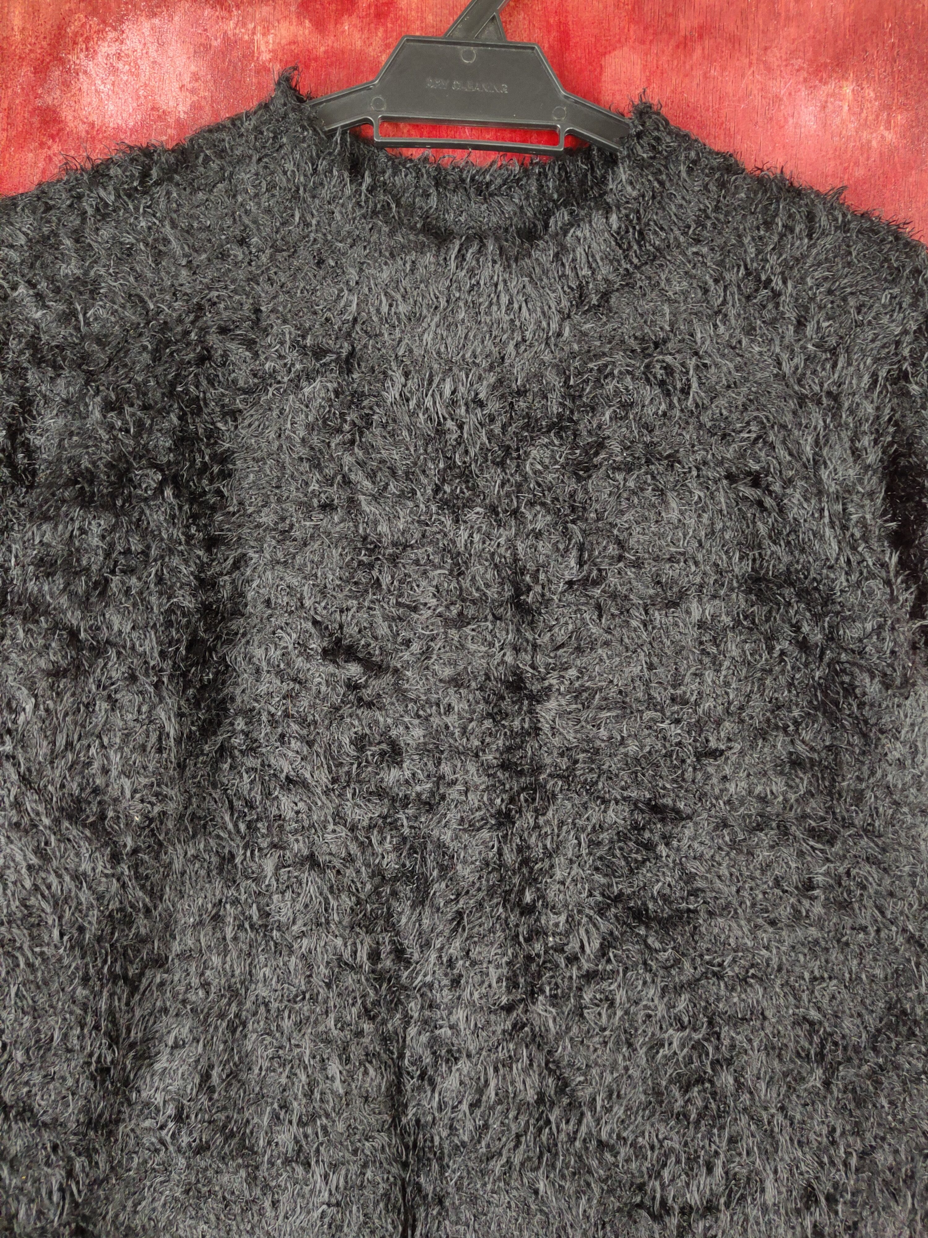 GU GU Black Shag Shaggy Fur Mohair Knitwear #S2171 Size L / US 10 / IT 46 - 2 Thumbnail