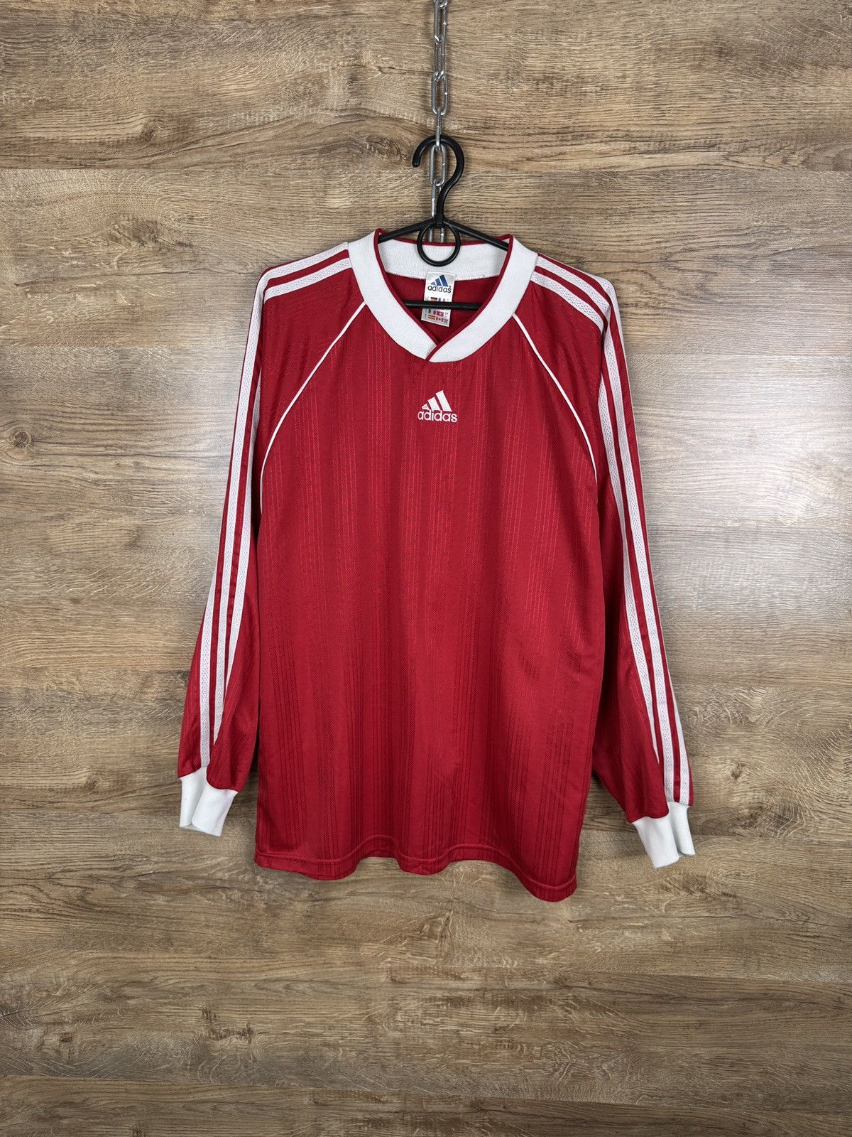 Adidas Mens Vintage Adidas Long-sleeve T-shirt soccer jersey tee Size US L / EU 52-54 / 3 - 1 Thumbnail