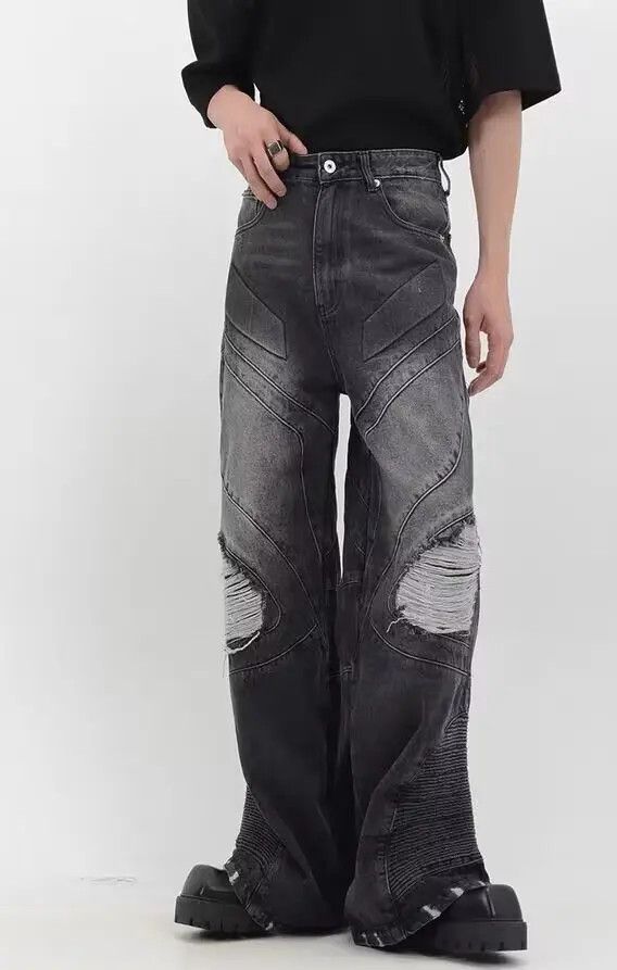 VIBE Retro punk heavy-duty washed distressed ripped jeans Size US 32 / EU 48 - 1 Thumbnail