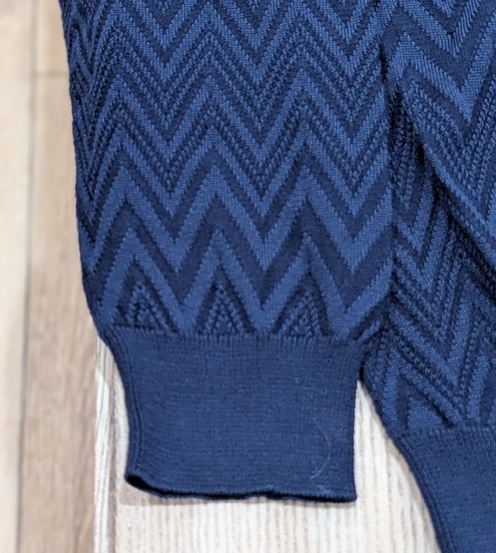 Missoni Missoni Textured Chevron Johnny Collar LS Polo Shirt Blue XL Size US XL / EU 56 / 4 - 4 Thumbnail