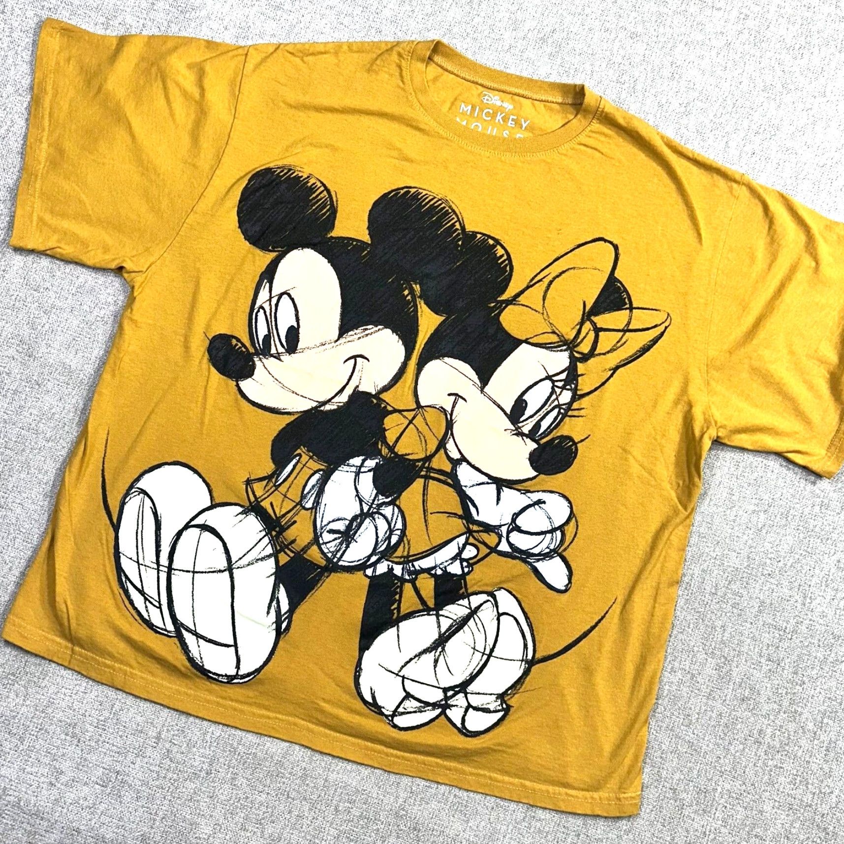 Disney VINTAGE Disney Cartoon Shirt Adult XL Mickey and Minnie Mouse Double-Sided Mustard Yellow Logo Breathable Easy Care Size US XL / EU 56 / 4 - 2 Thumbnail