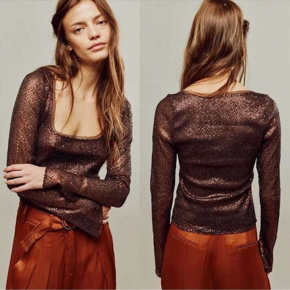 Free People New Free People Late Night Disco Layering Hot Fudge Top Siz Size S / US 4 / IT 40 - 1 Thumbnail