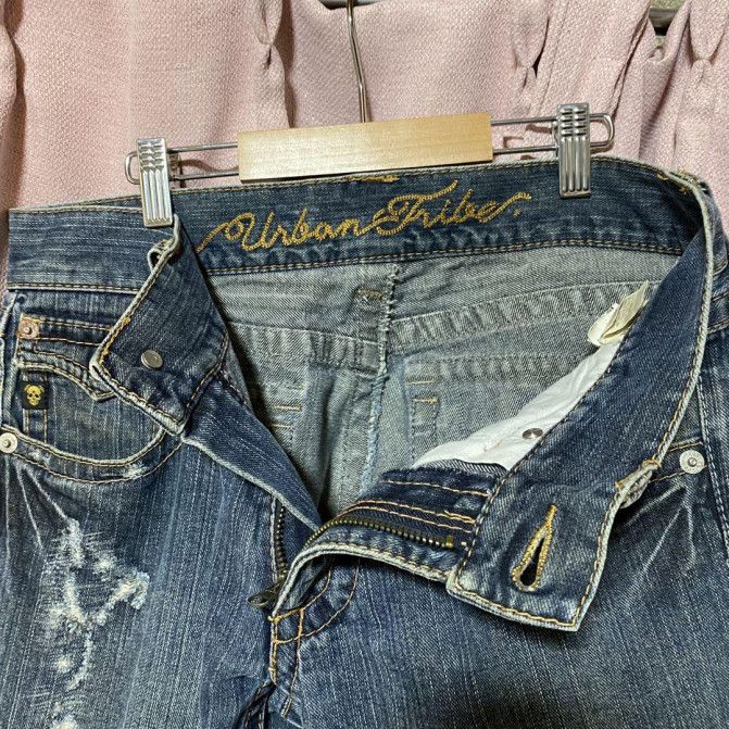 5351 POUR LES HOMMES HOMME Damaged Denim Flare Pants Size US 30 / EU 46 - 6 Thumbnail