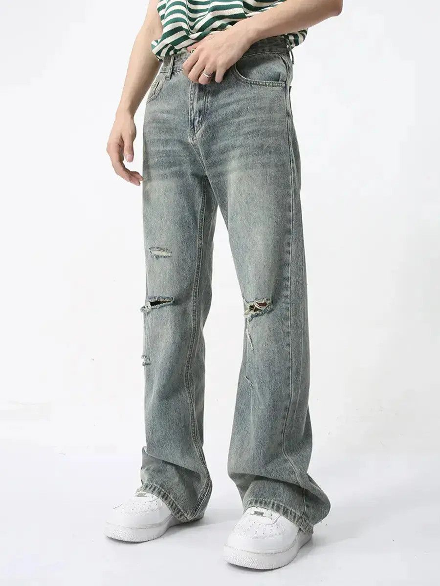 Japanese Brand Retro loose ripped micro flared jeans Size US 32 / EU 48 - 1 Thumbnail