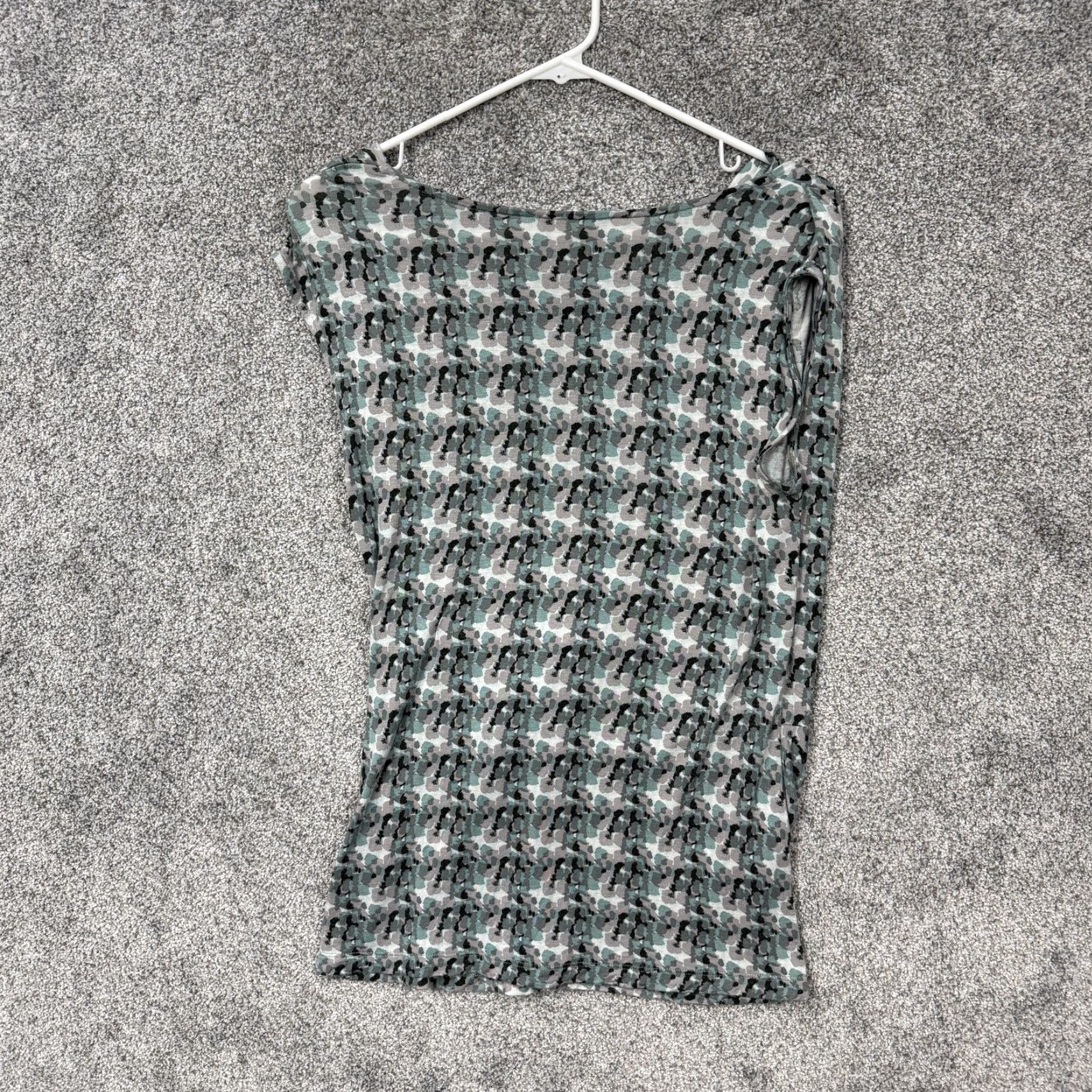 Vintage Susan Bristol Blouse Womens M Gray Geometric Cowl Neck Ruched Jersey Top Size M / US 6-8 / IT 42-44 - 7 Thumbnail