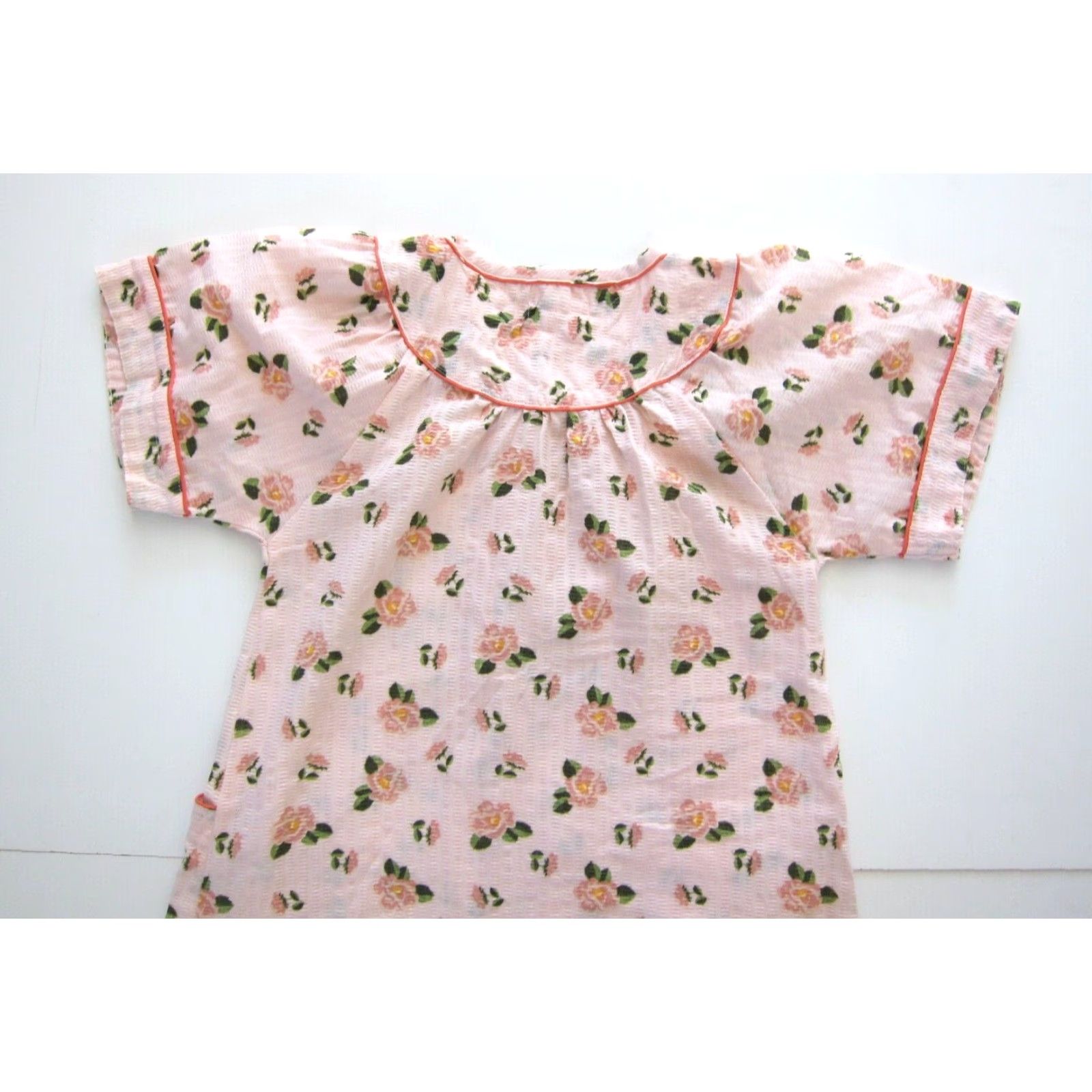 Pinko VINTAGE Sindrella Cotton Pink Green Floral Button Down Pocket Nightgown House Dress M Size M / US 6-8 / IT 42-44 - 6 Thumbnail