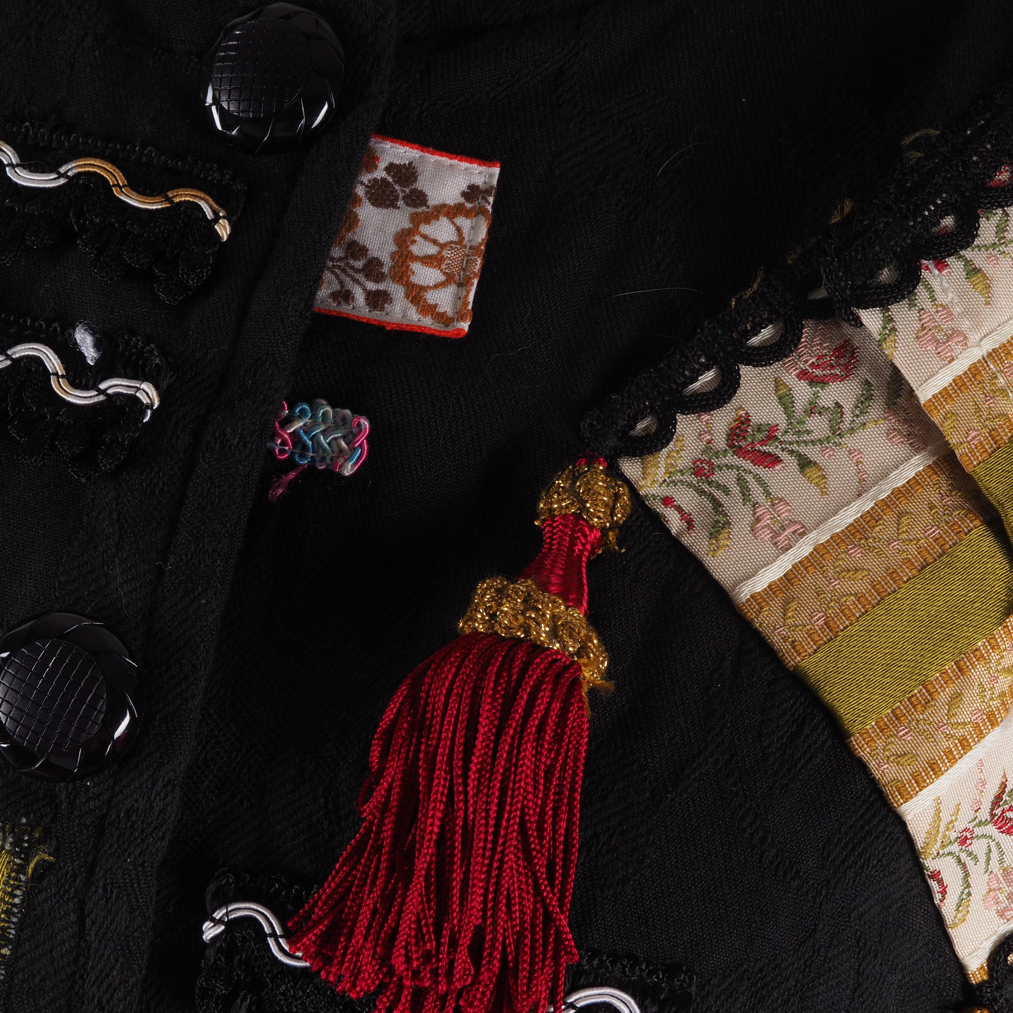 Vintage Paradise Italian Vintage Black Embroidery Patchwork Jacket Size ONE SIZE - 4 Thumbnail