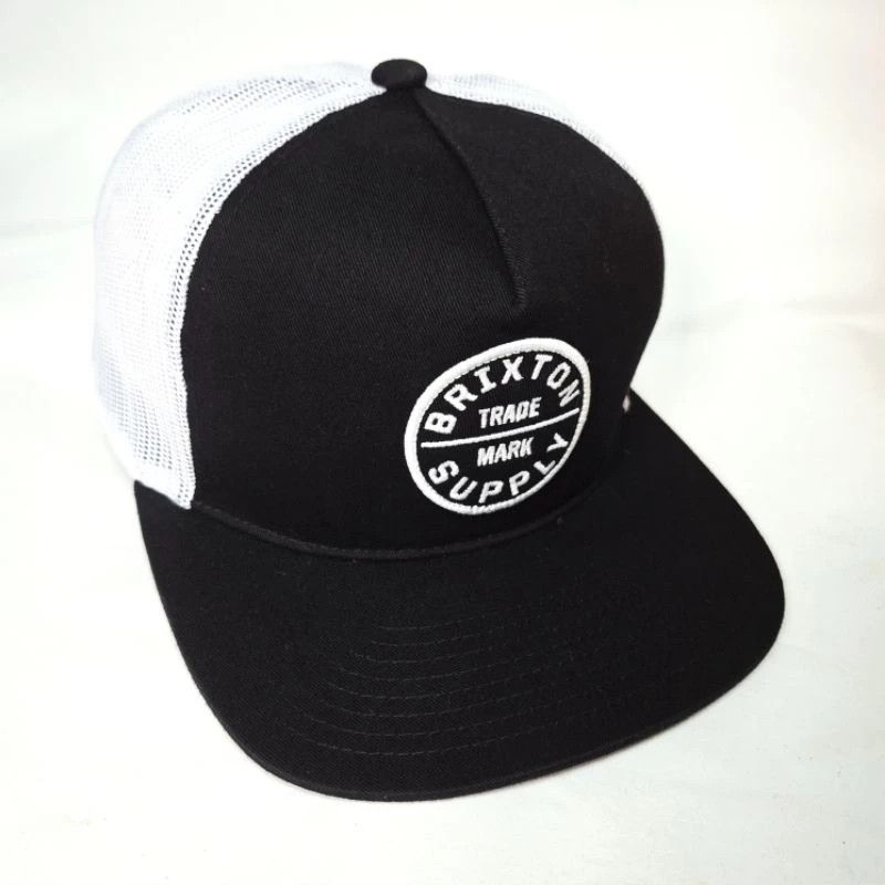 Brixton × Vintage Brixton Supply Black Snapback Cap – Embroidered Patch, Mesh Size ONE SIZE - 3 Thumbnail
