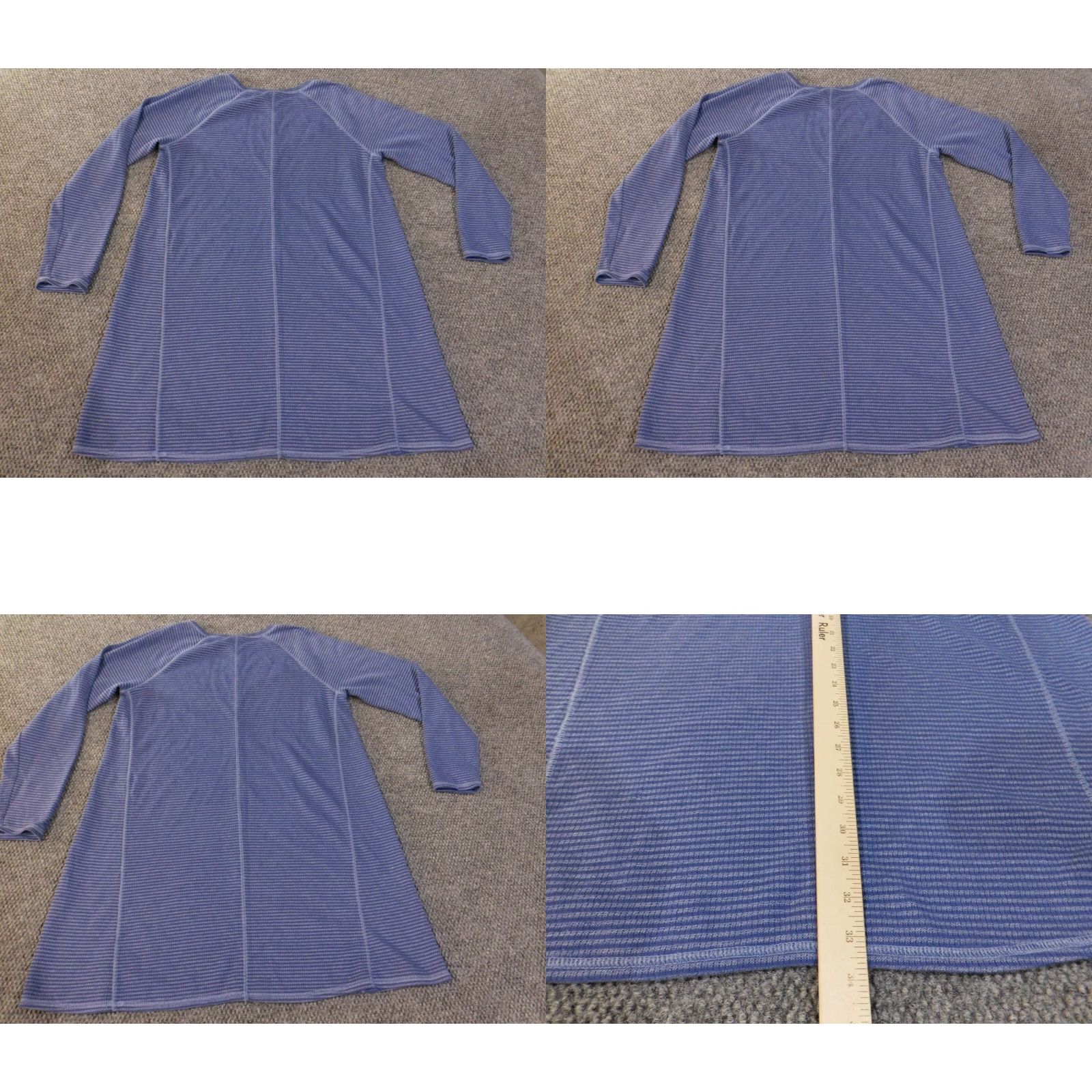 J. Jill J. Jill Dress Womens L Purple Striped Knee Length A-Line Stretch Cotton Polyester Casual Cap Sleeve Long Sleeve Rounded Neck Pullover Button Size L / US 10 / IT 46 - 8 Thumbnail