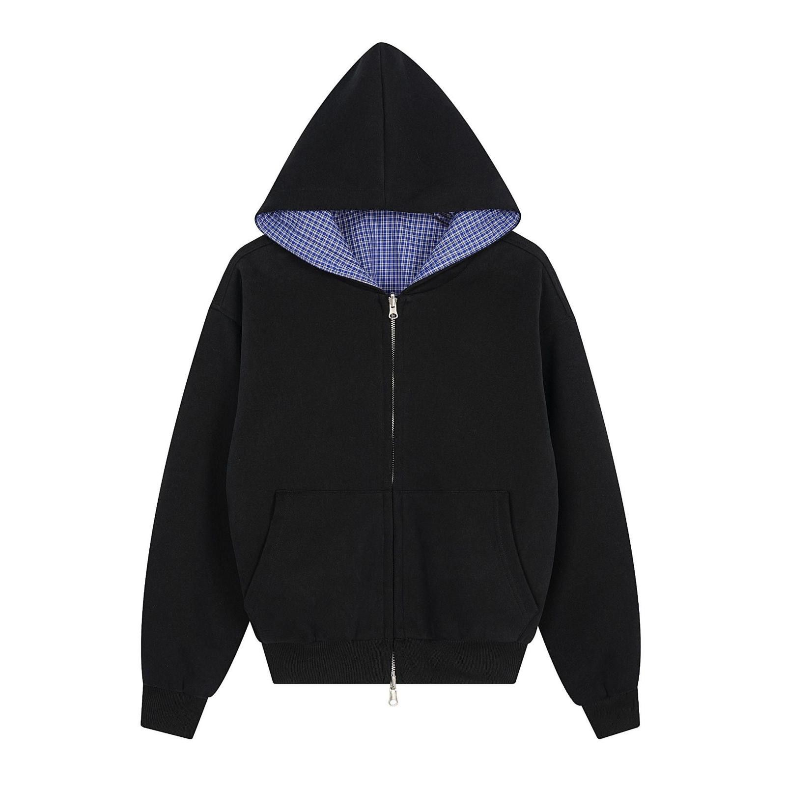 Other Reversible Plaid Check Zip Hoodie | Blue-White Geometric Size US M / EU 48-50 / 2 - 4 Thumbnail