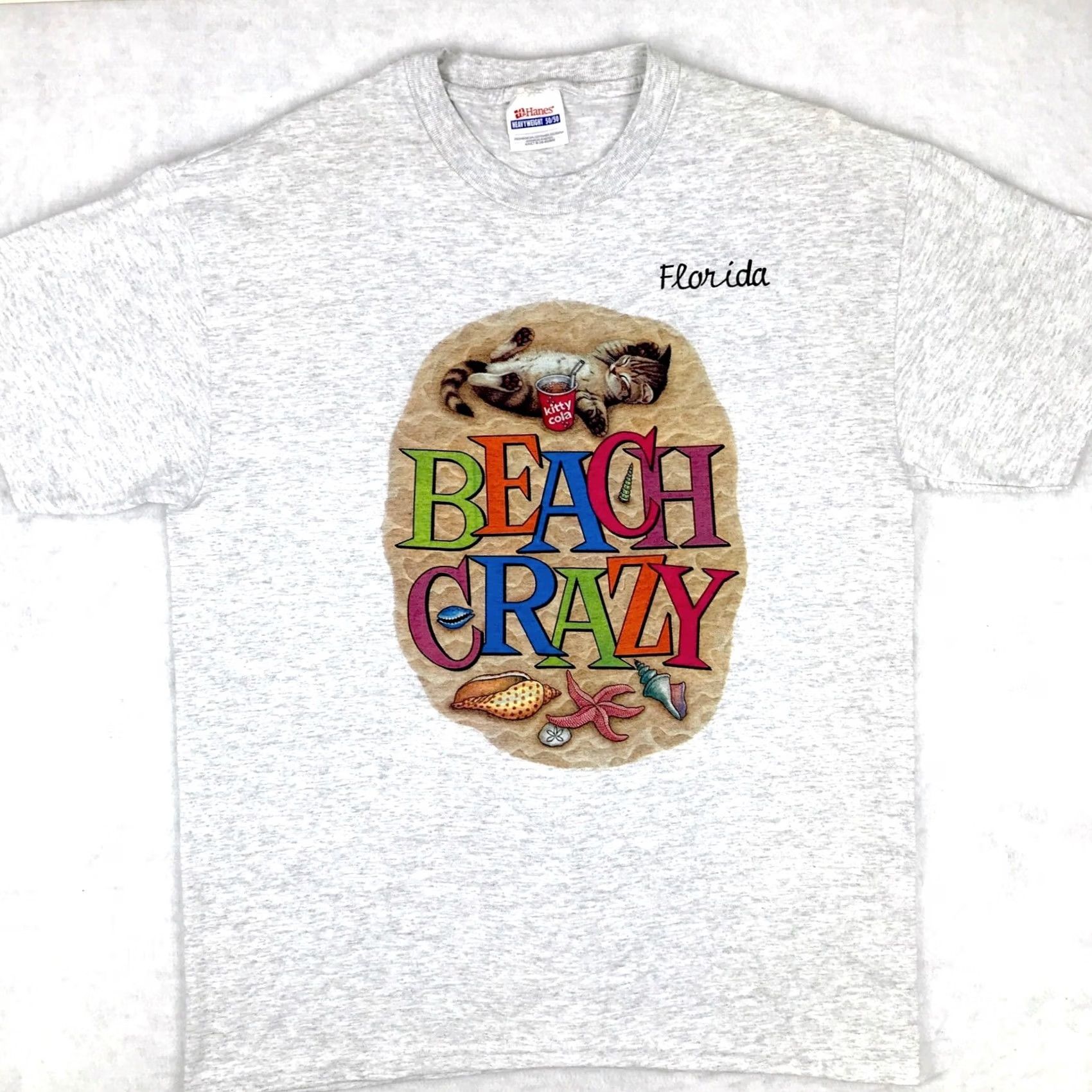 Vintage VINTAGE BEACH 90s CAT T-Shirt M White Nike? Size US M / EU 48-50 / 2 - 3 Thumbnail