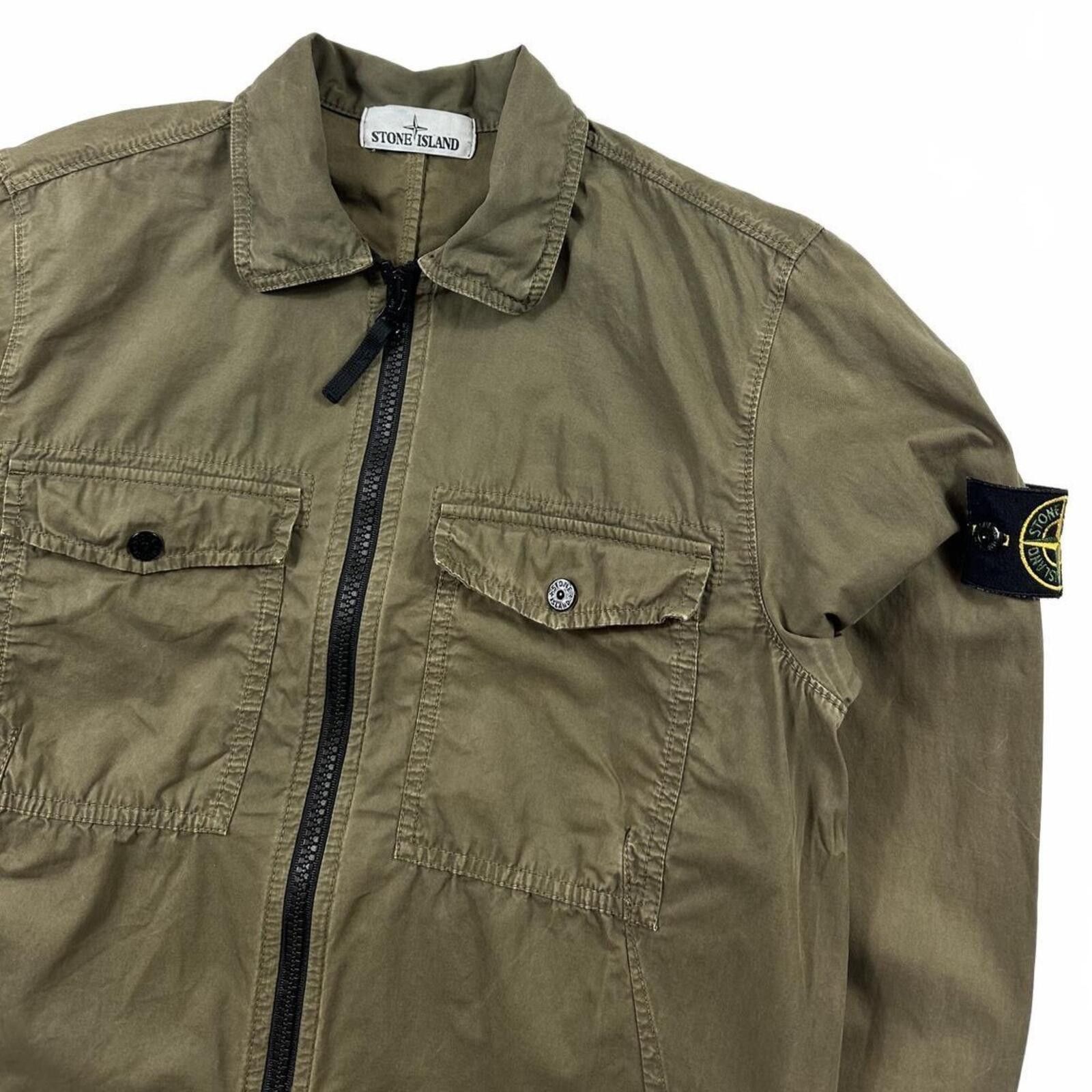 Stone Island Stone Island Zip Up Cotton Overshirt Khaki Green Small Size US S / EU 44-46 / 1 - 2 Thumbnail