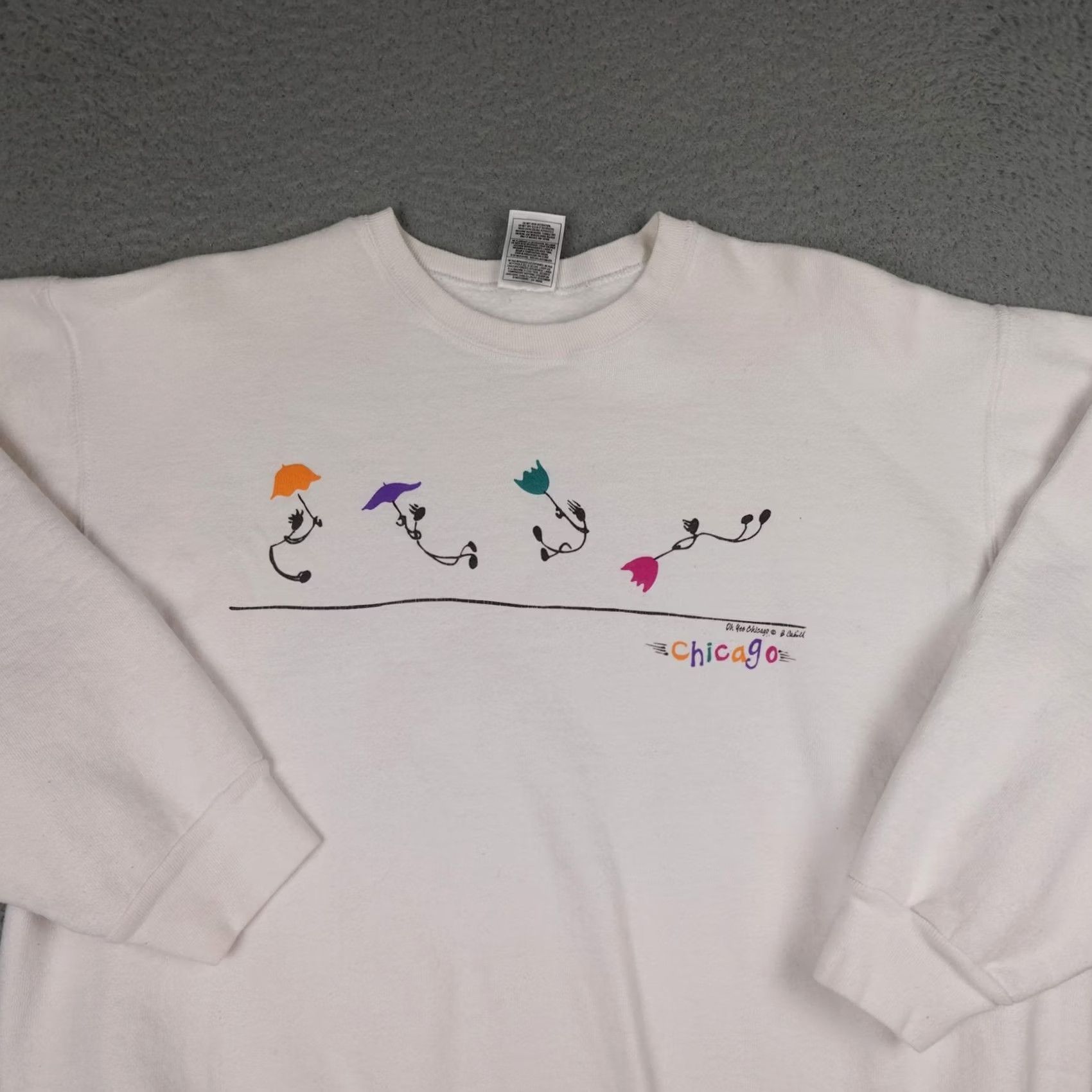 Fruit Of The Loom VINTAGE Chicago Sweatshirt Mens L White Graphic Pullover Crewneck 90s Fruit of the Loom Shirt Mens Size US L / EU 52-54 / 3 - 3 Thumbnail