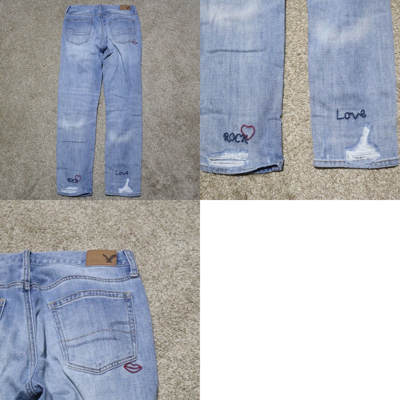 American Eagle Outfitters VINTAGE American Eagle Outfitters Jeans Woman Size 2 Slim Hi-Rise Distressed Patchwork Blue Pants Size 26" / US 2 / IT 38 - 8 Thumbnail