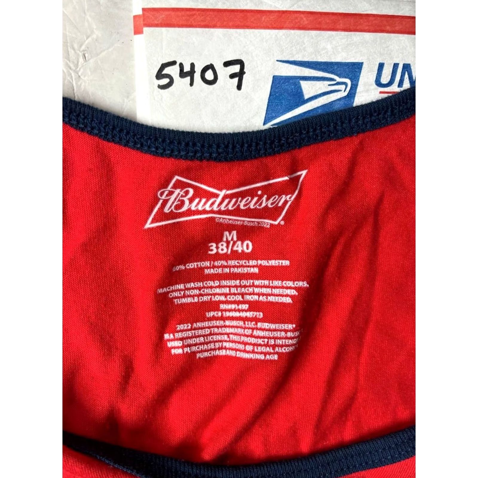 Budweiser Budweiser Sleeveless Red Tank Top Mens M Cotton Polyester Blend Graphic Print T-Shirt Regular Size Red Summer Spring Men Mens Size US M / EU 48-50 / 2 - 6 Thumbnail