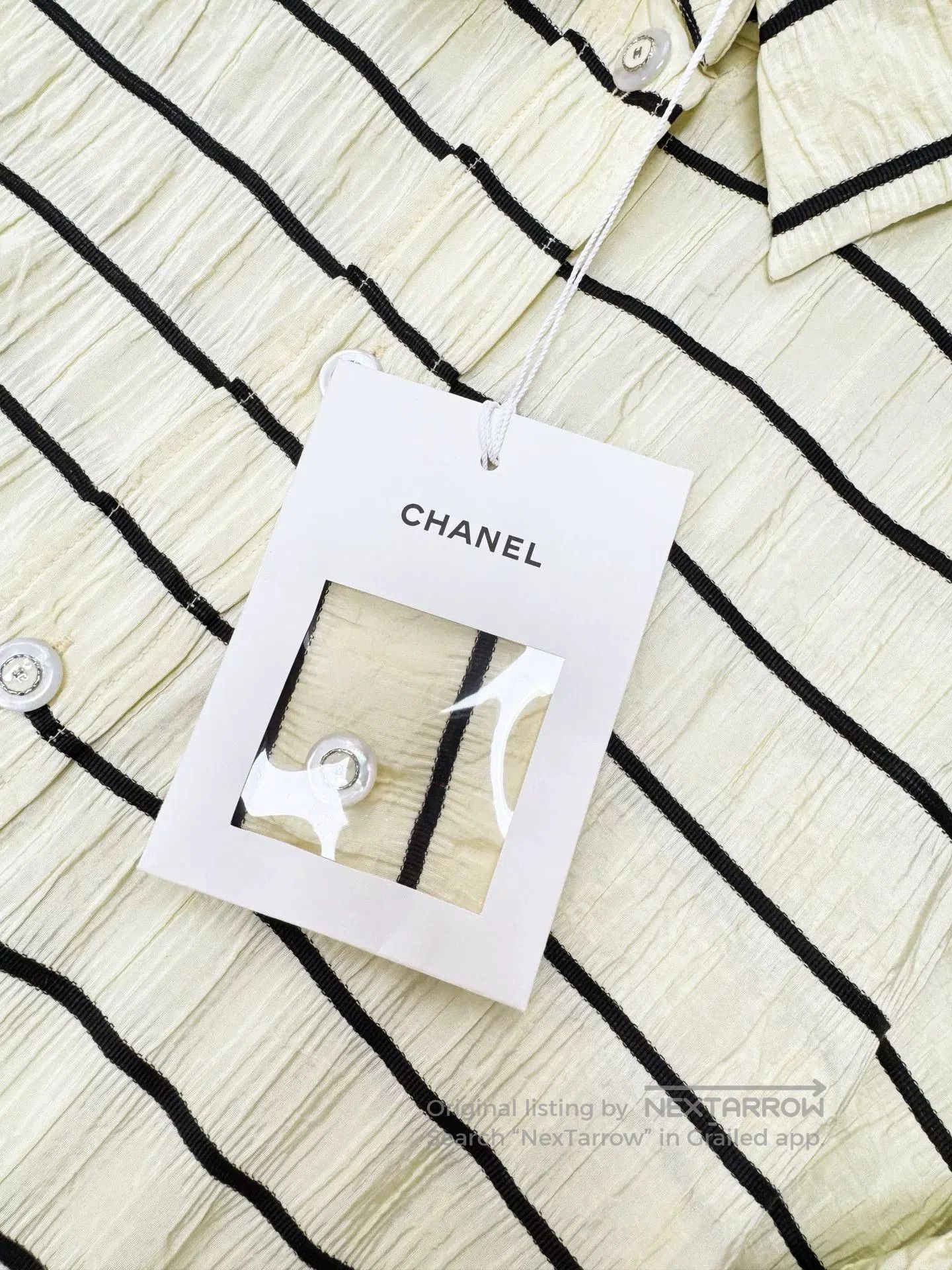 Chanel Chanel 25S Yellow Stripe Long Sleeve Shirt. Size US M / EU 48-50 / 2 - 2 Thumbnail