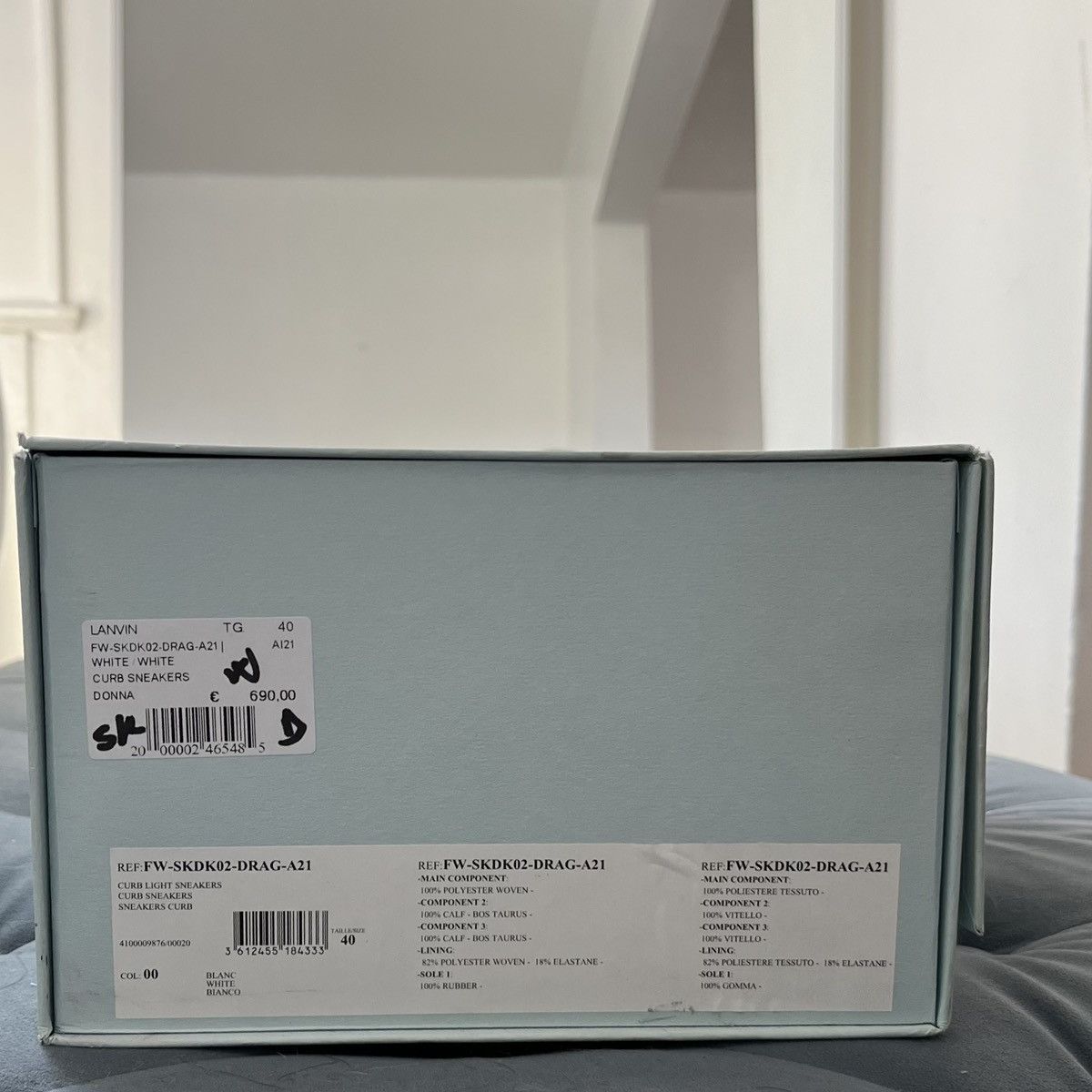 LANVIN LEATHER CURB SNEAKERS