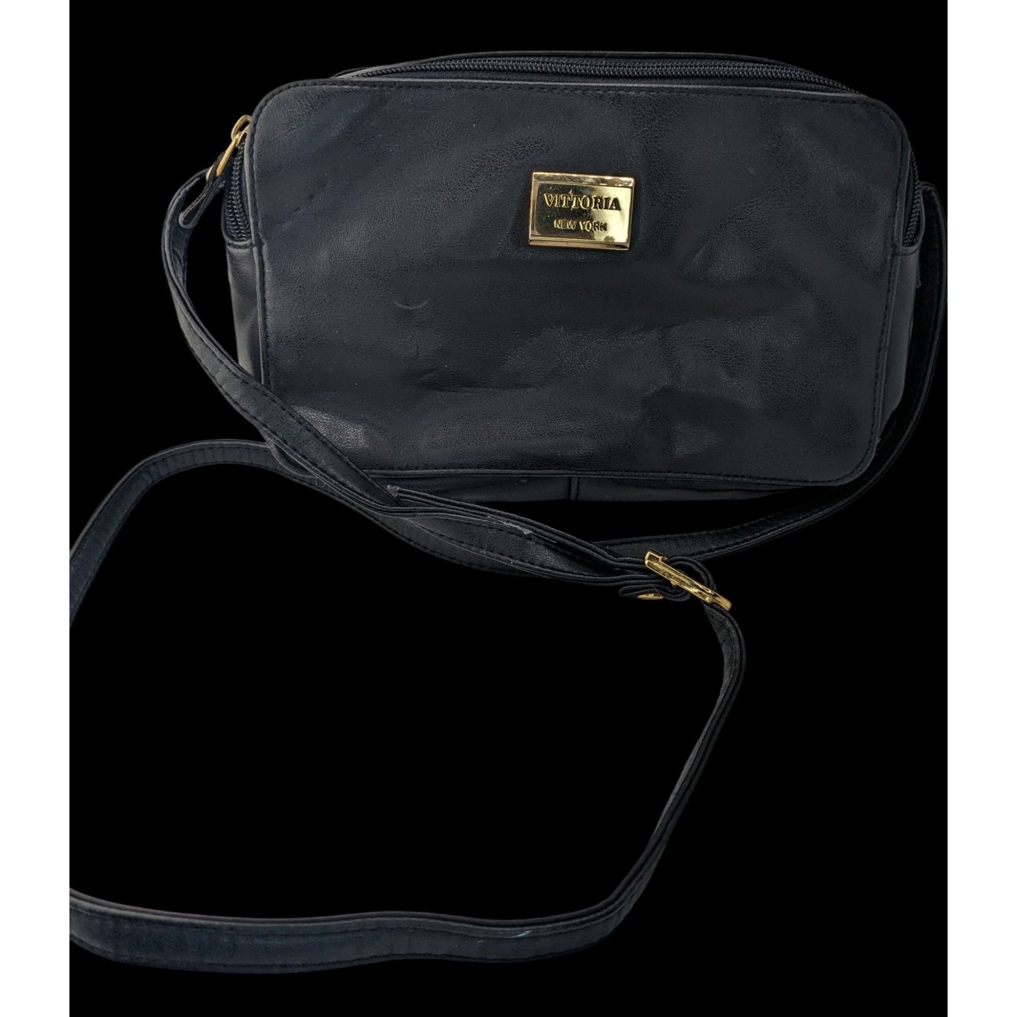 Other Vittoria New York Black Faux Leather Crossbody Bag With Gold Size ONE SIZE - 1 Thumbnail