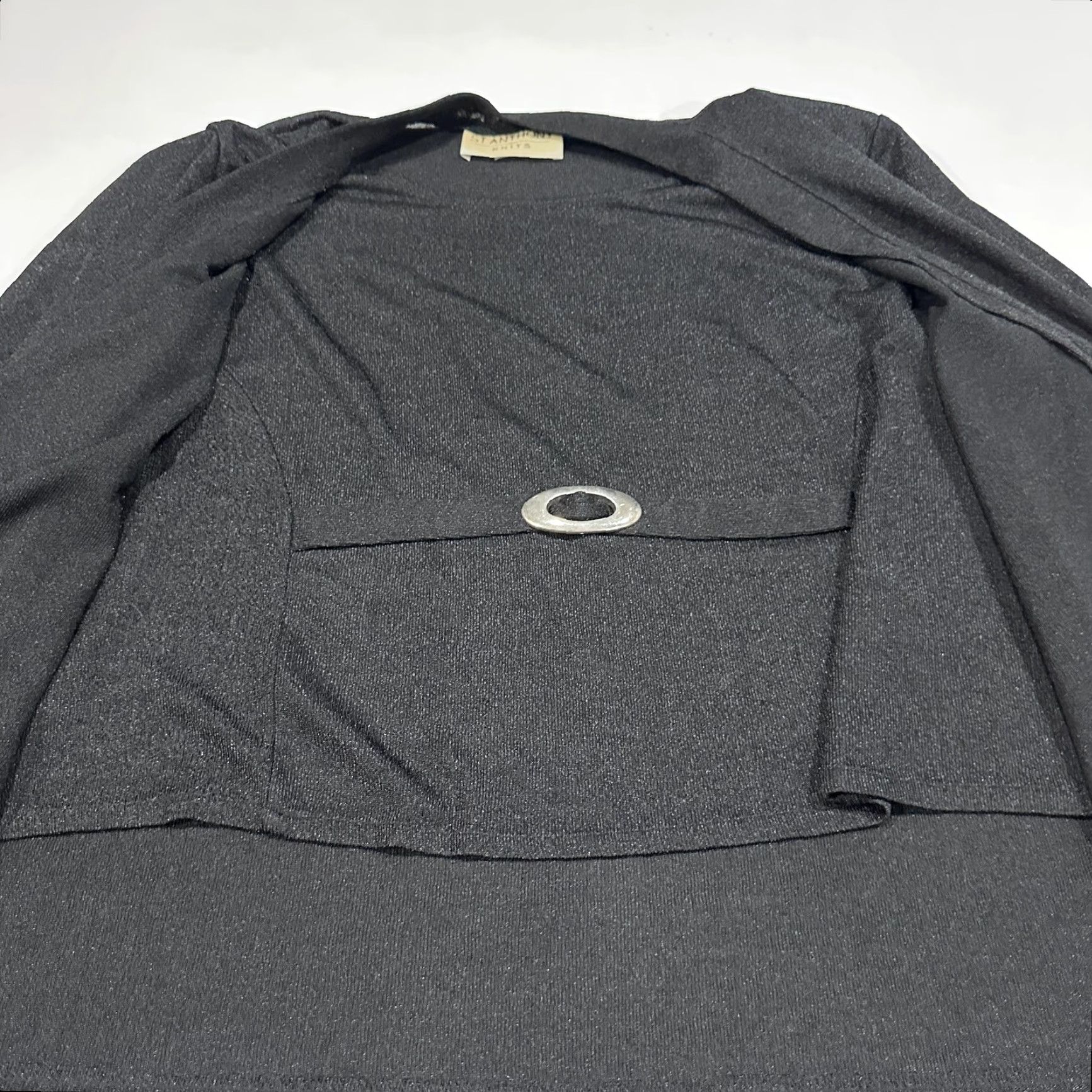 Vintage St Anthony Knits Blouse Plus 24W Black Tunic Long Sleeve Buckle Stretch Layered Shirt Women's Size 4XL / US 24-26 - 3 Thumbnail