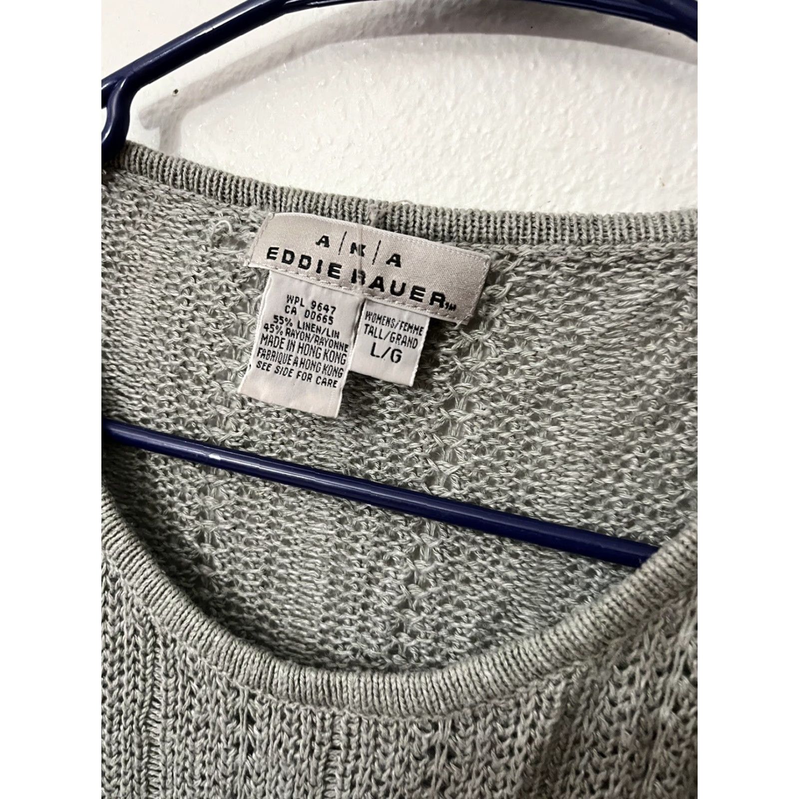 Eddie Bauer VINTAGE Eddie Bauer AKA Sweater Shirt Womens Large Gray Linen Rayon Knit Crew Neck Ribbed 3/4 Sleeve Pullover Size L / US 10 / IT 46 - 2 Thumbnail