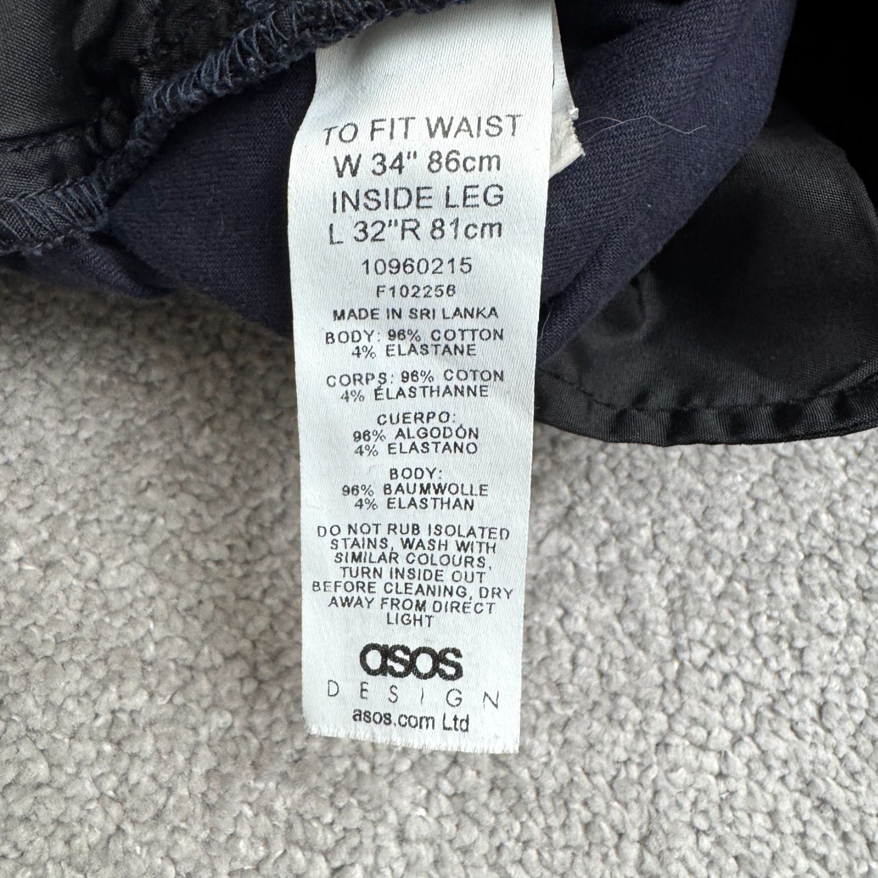 Asos ASOS Design Pleated Front Straight Chino Pants Mens 34x32 Navy Blue Button Fly 34 Regular Blue Pants Mens Size US 34 / EU 50 - 6 Thumbnail