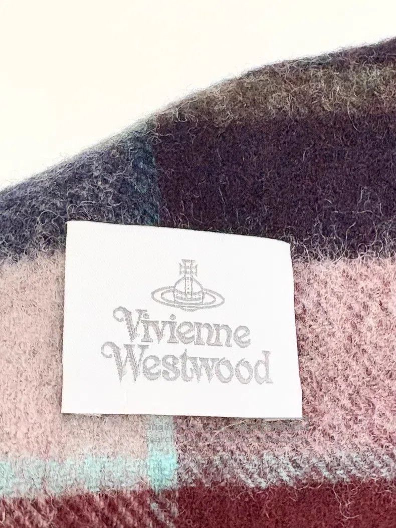 Vivienne Westwood Vivienne Westwood Pink Blue Plaid Marked Saturn Scarf Size ONE SIZE - 6 Thumbnail