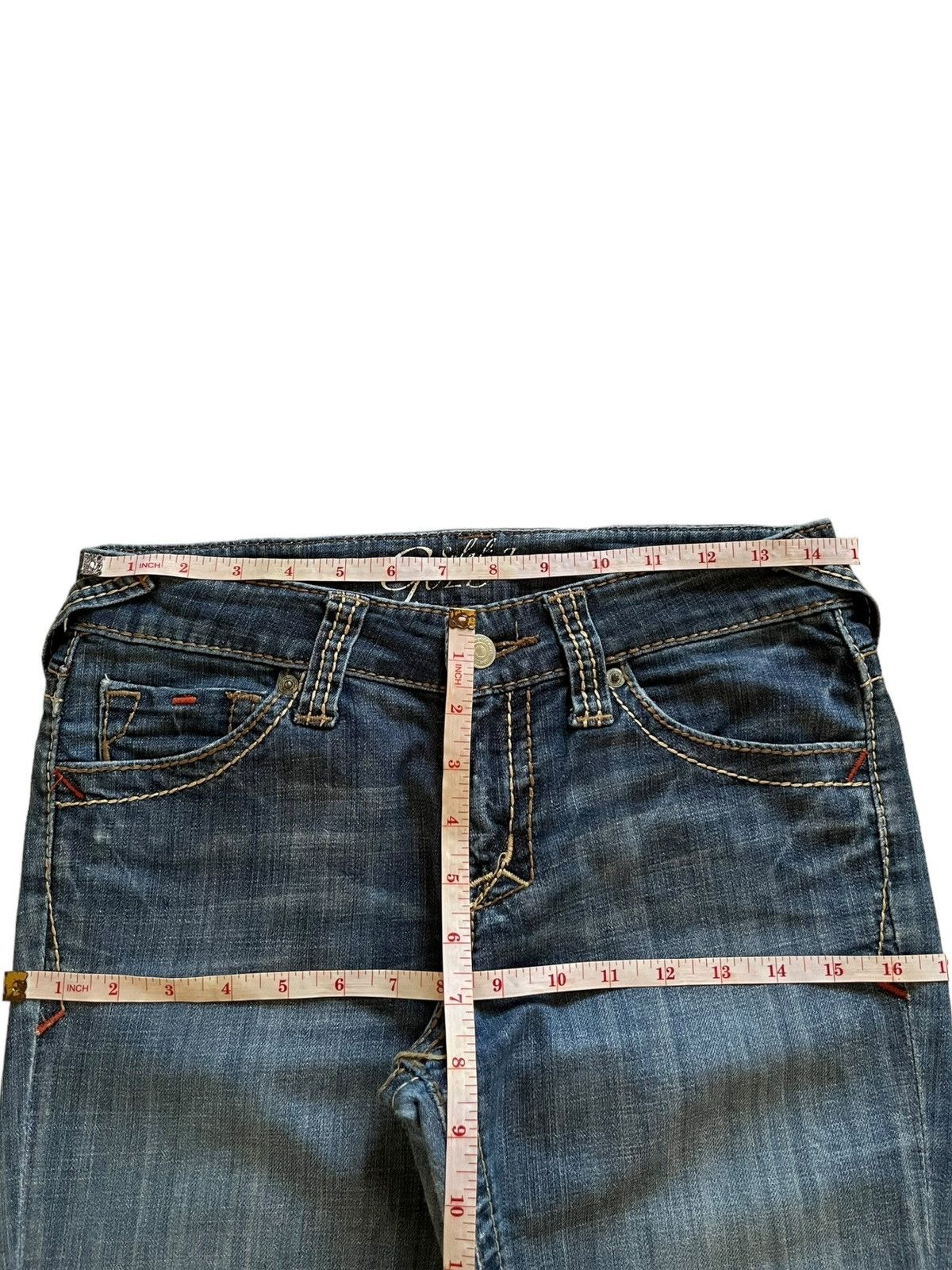 Japanese Brand Vintage Japanese Brand Blue Wash Embroidered Flare Jeans Size 29" - 11 Thumbnail