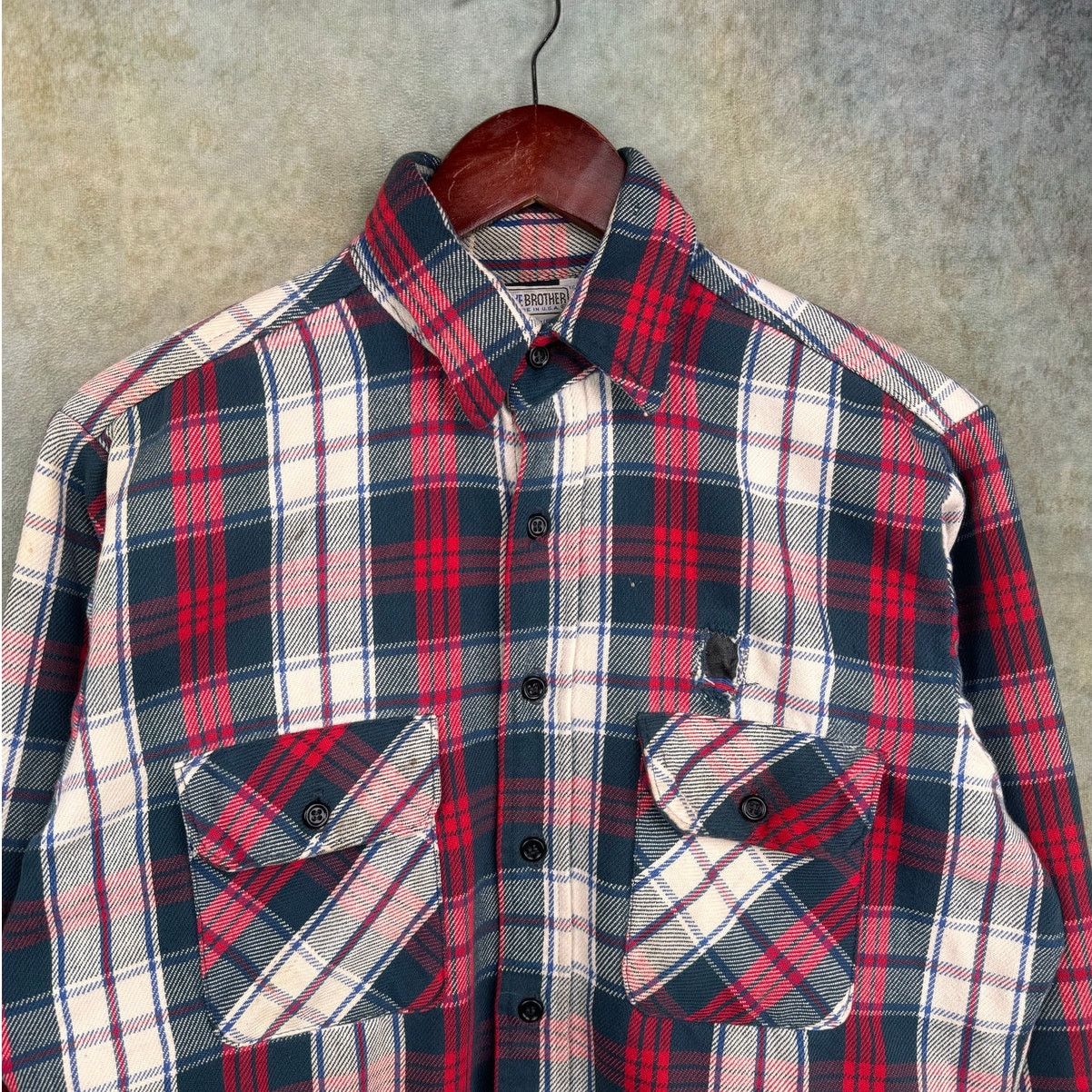 Vintage VTG 80s Red White Plaid Flannel Shirt Mens Sz M Five Brother Size US M / EU 48-50 / 2 - 4 Thumbnail