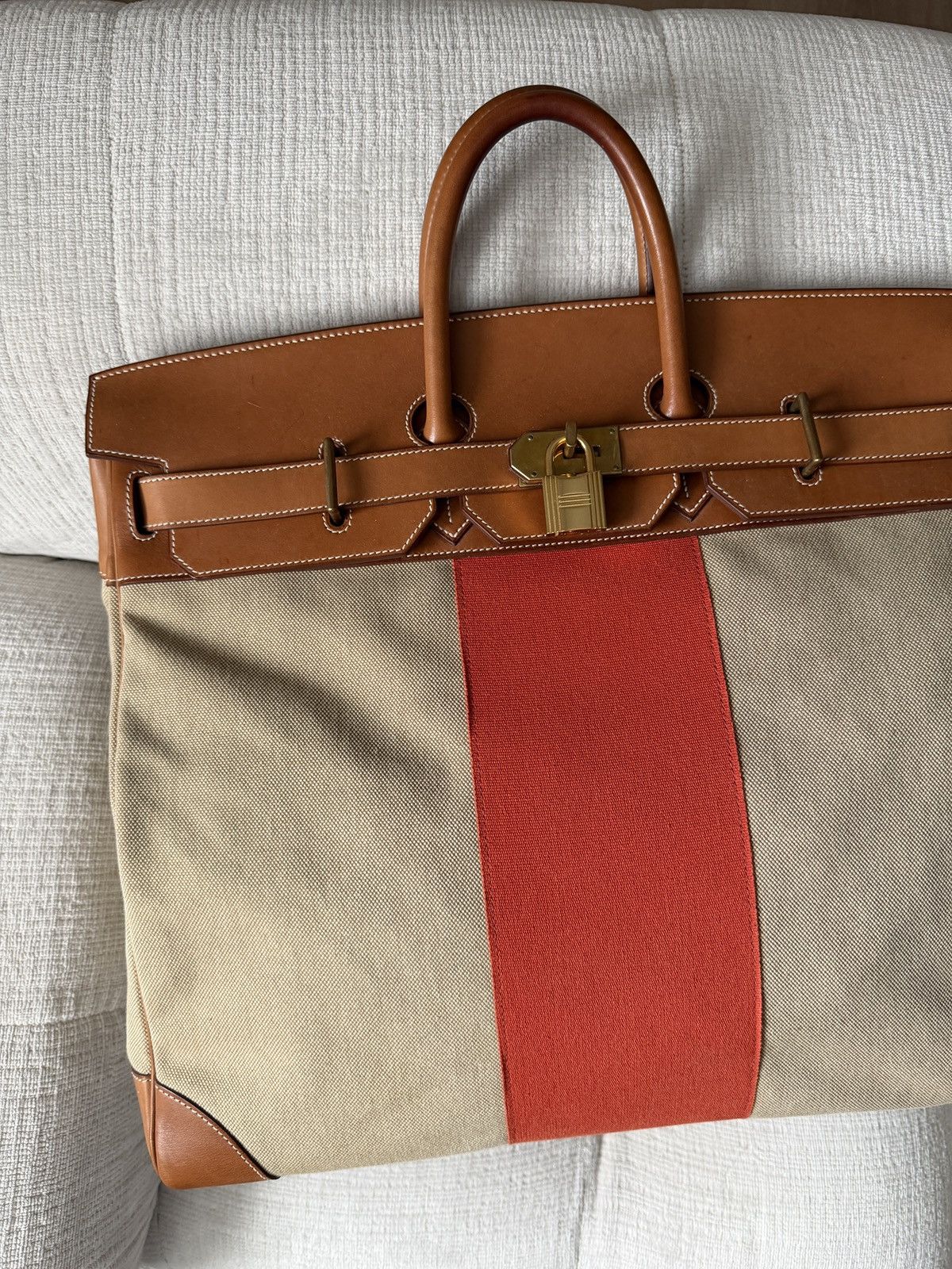 Hermes Birkin HAC 50 Naturel Barenia and Canvas Flag 2014 Size ONE SIZE - 3 Thumbnail