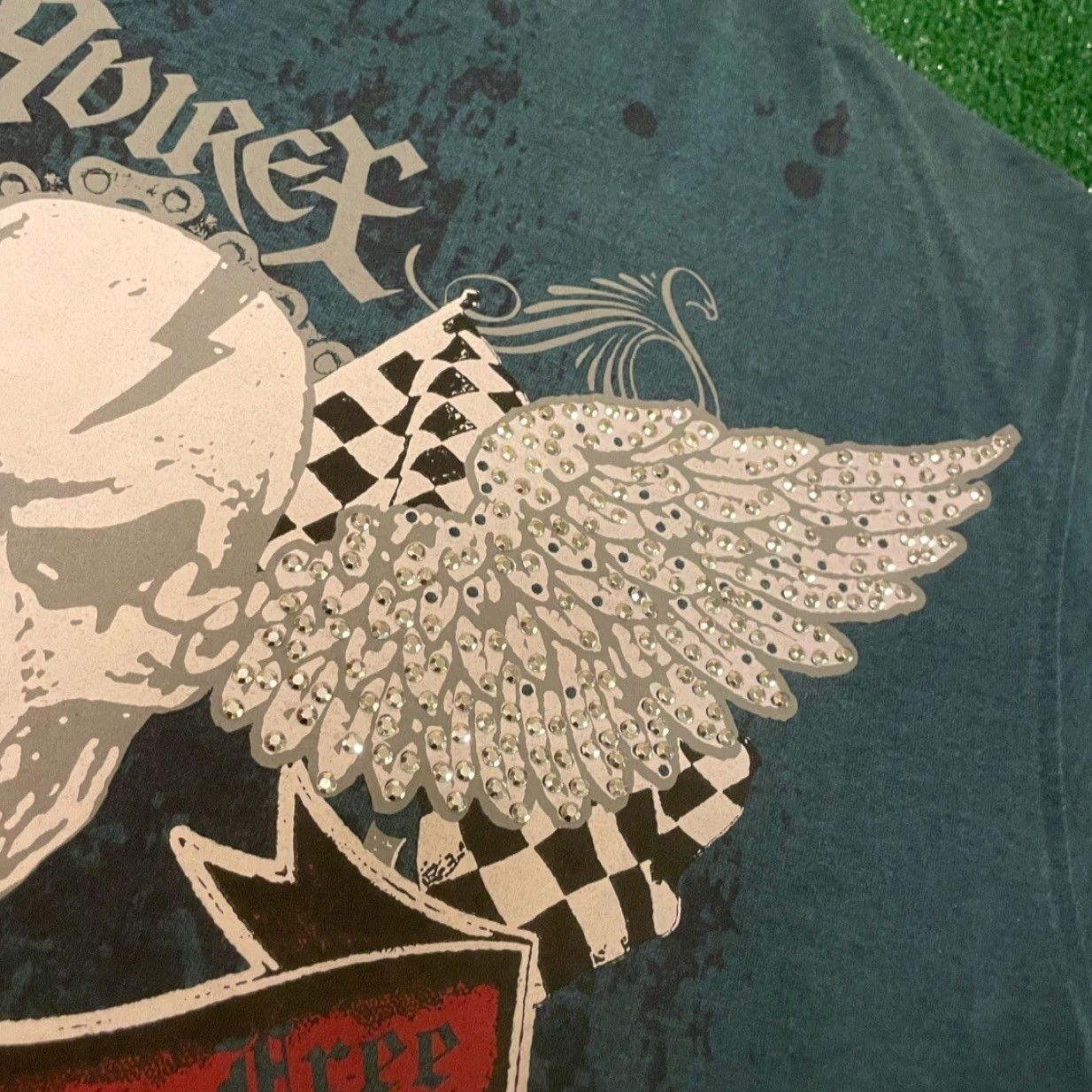Avirex VINTAGE Avirex T-Shirt Men M Blue Jewel Embellished Skull Wings Grunge Punk Y2K VTG Shirt Mens M Blue Punk Y2K Avirex Shirt Size US M / EU 48-50 / 2 - 2 Thumbnail