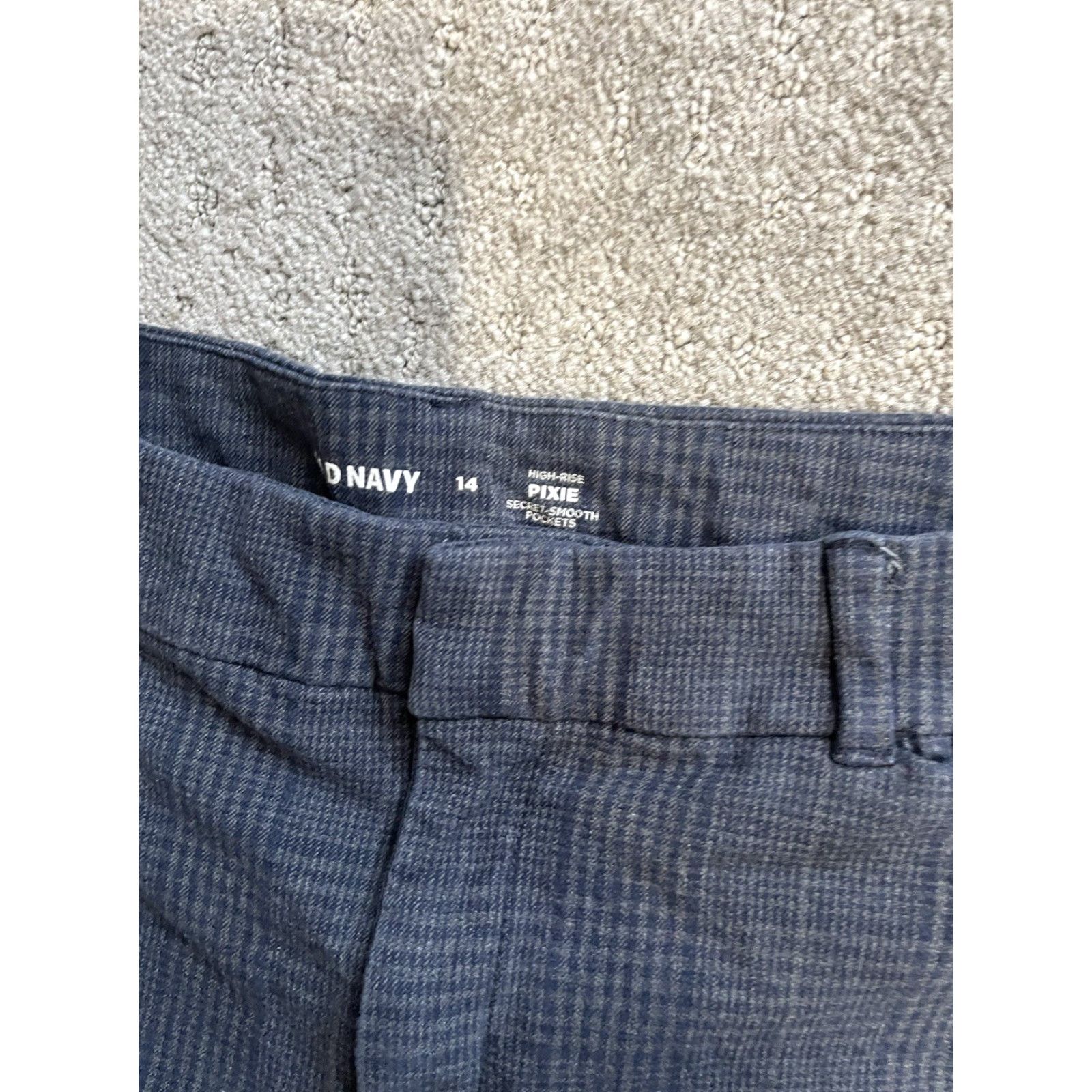 Old Navy Old Navy Blue Plaid Pixie Skinny High-Rise Ankle Pants Women Size 14 Pockets Size 36" / US 14 / IT 50 - 5 Thumbnail