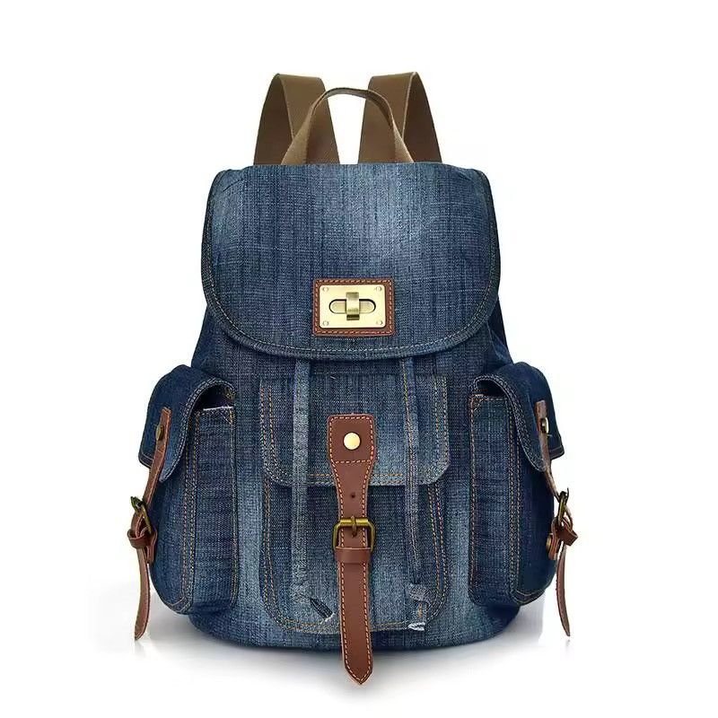 Other Y2K Blue Denim Drawstring Backpack Unisex Size ONE SIZE - 1 Thumbnail
