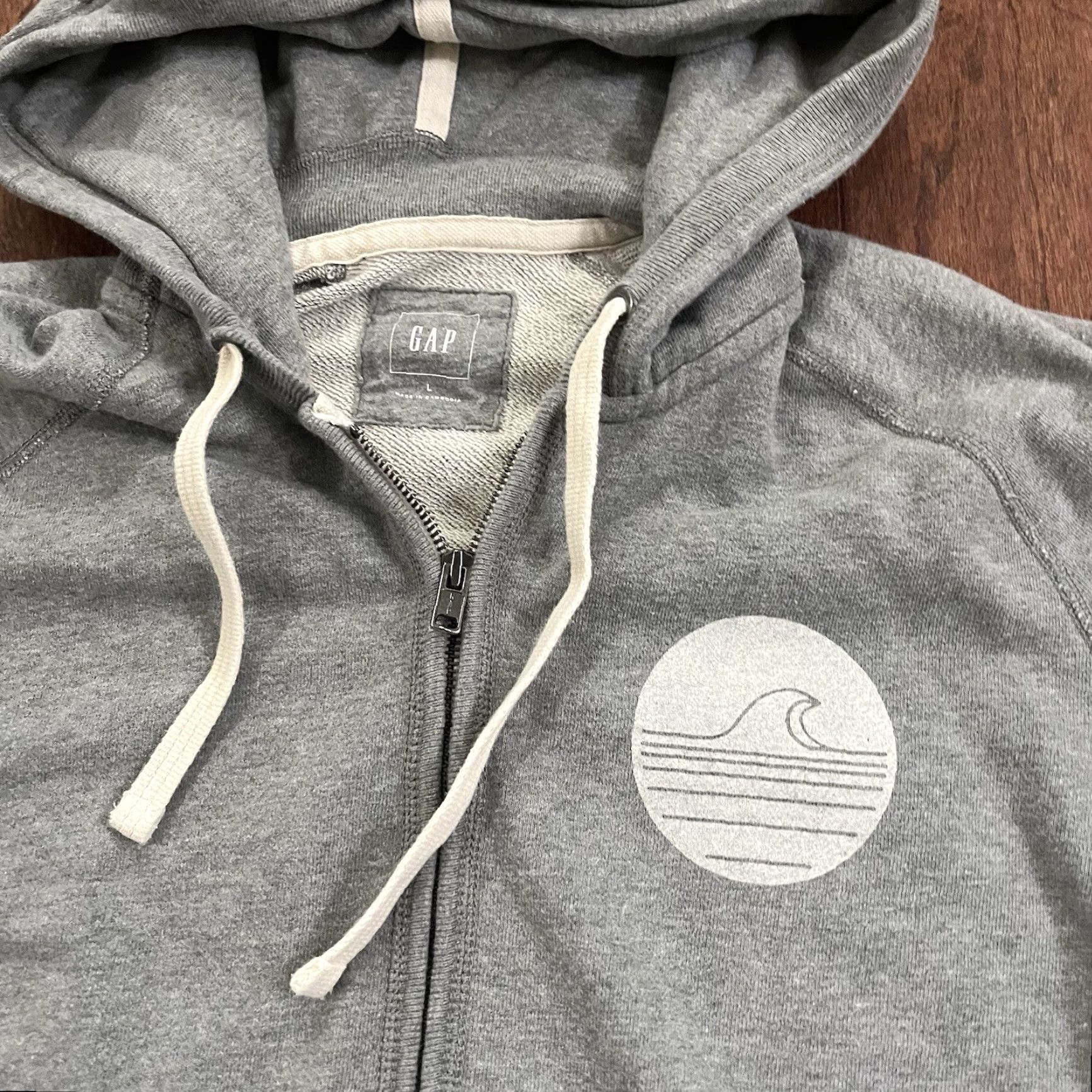 Gap GAP Sweatshirt Hoodie Mens Large Gray Full Zip Surf Local Fleece Long Sleeve Size US L / EU 52-54 / 3 - 3 Thumbnail