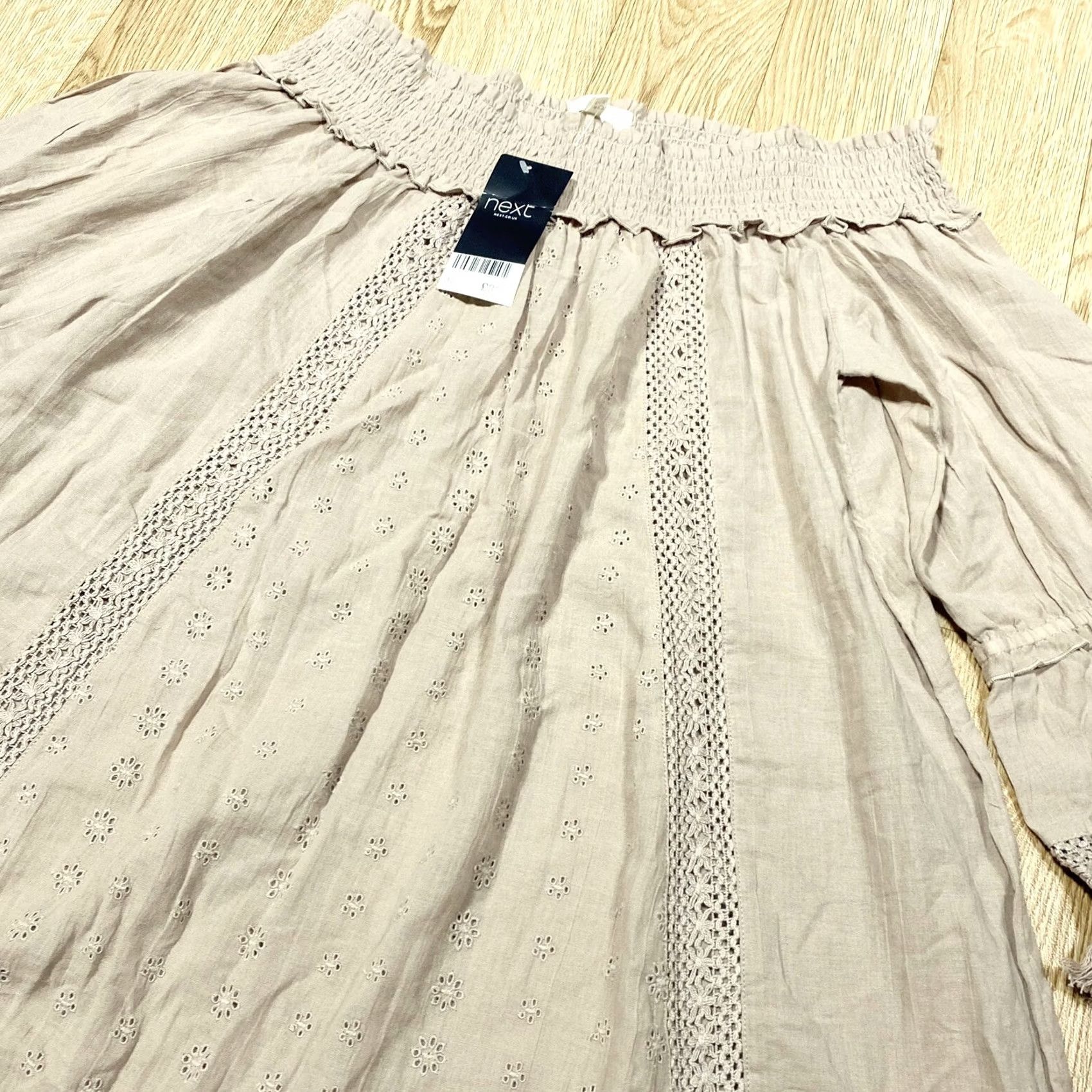 NEXT NEXT Dress Top Beachwear 3/4 Sleeve Light Brown Womens EU40 Cotton UK 12 Bnwt Size XL / US 12-14 / IT 48-50 - 3 Thumbnail