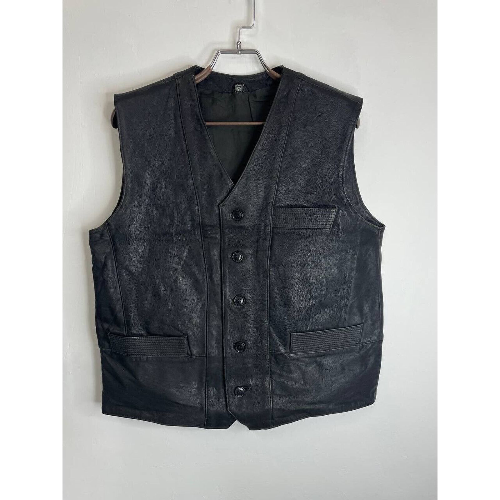 Vintage Vintage Black Patchwork Leather Vest Western Style Size M Size US M / EU 48-50 / 2 - 1 Thumbnail