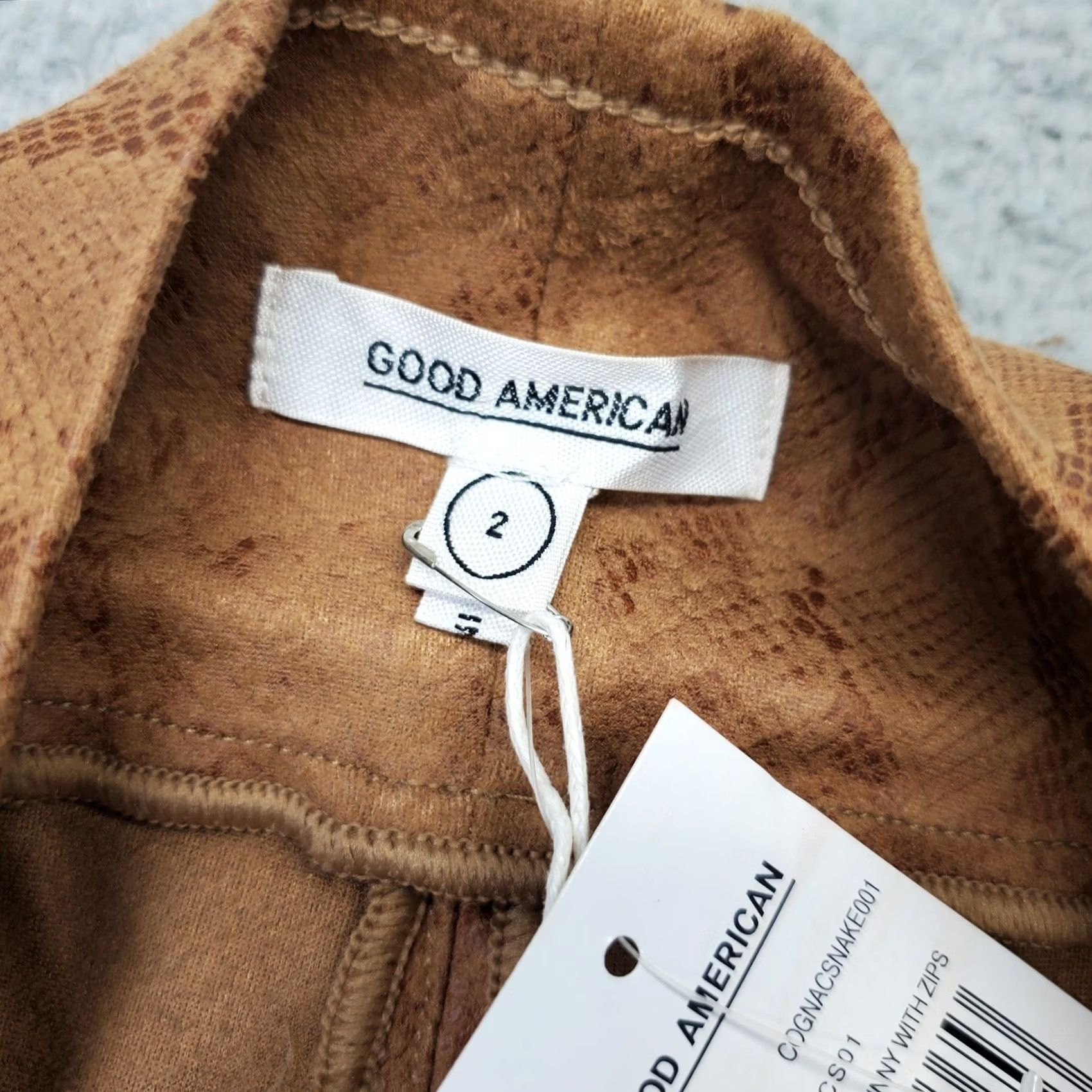 Good American Good American Womens 2 Brown Snake Print Microsuede Ankle Zip Pants Size 26" / US 2 / IT 38 - 6 Thumbnail