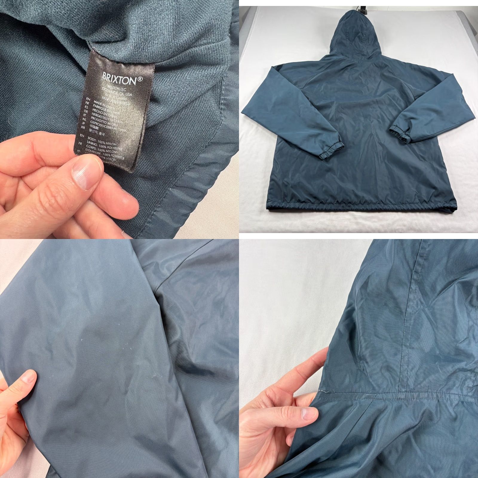 Brixton Brixton Jacket Mens L Blue Full Zip Hooded Windbreaker Bomber Skater Style Regular Fit Size US L / EU 52-54 / 3 - 8 Thumbnail