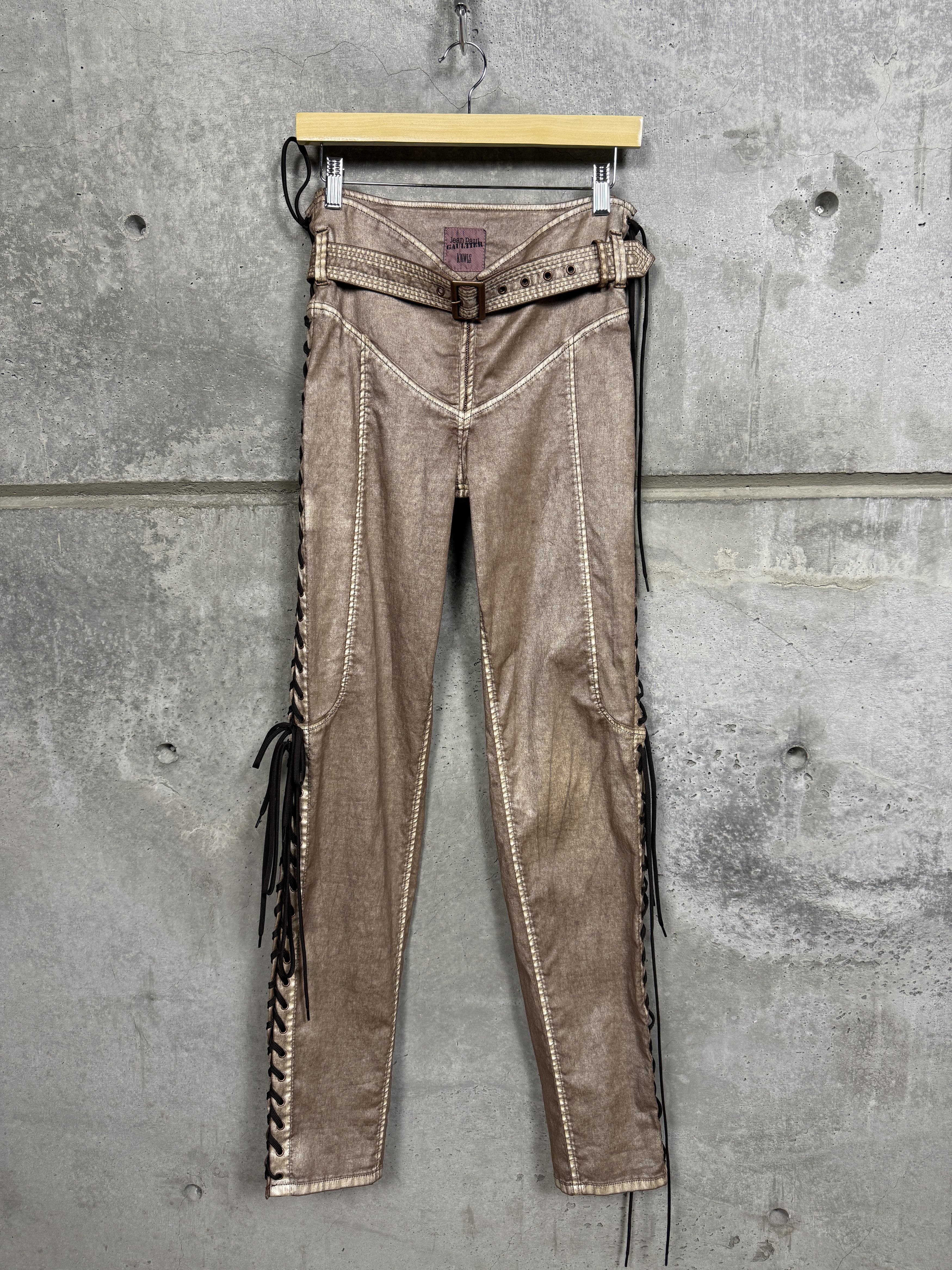 Jean Paul Gaultier × KNWLS $875 Jean Paul Gaultier KNWLS Low Waist Laced Straight Pants Size 25" / US 0 / IT 36 - 3 Thumbnail