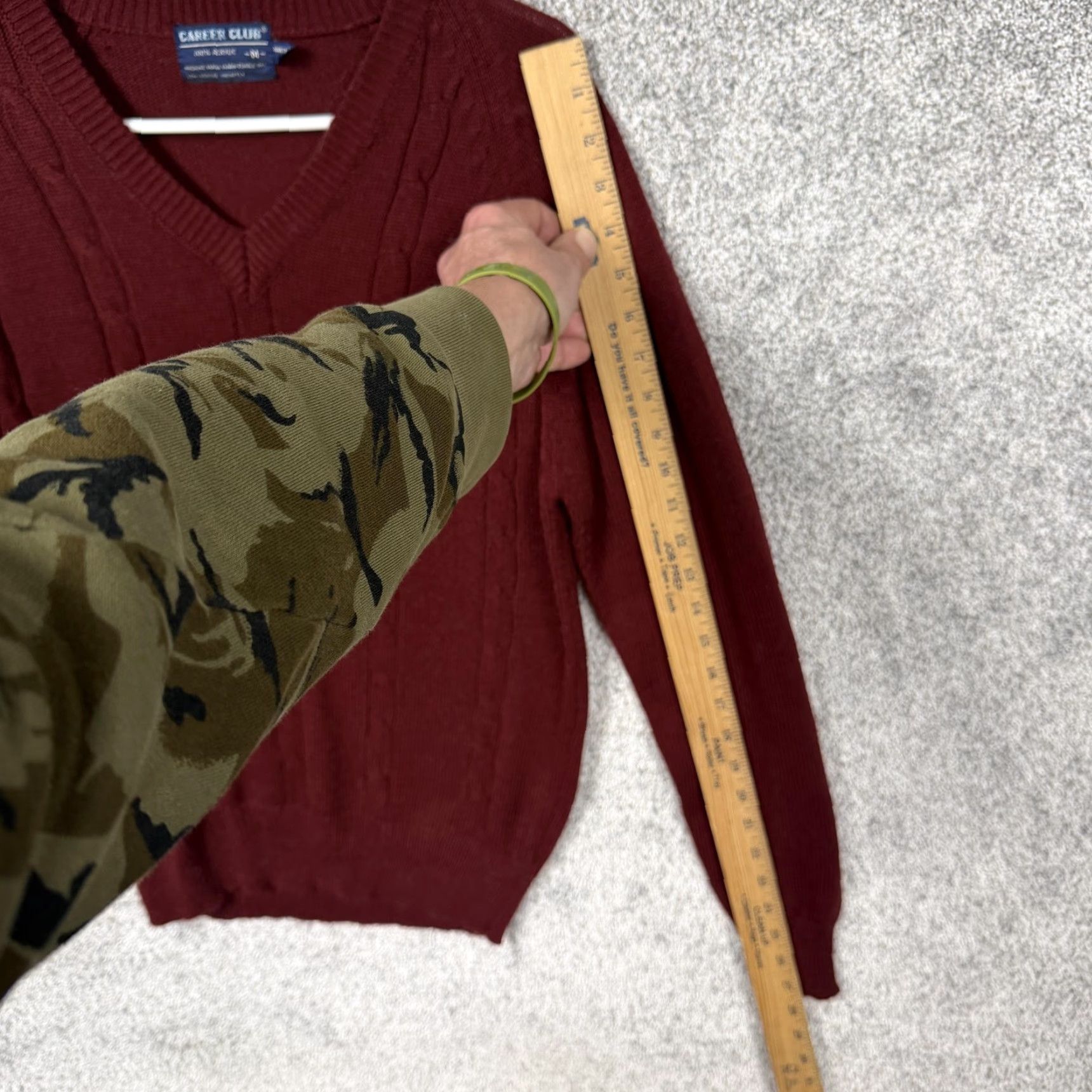 Vintage VINTAGE Career Club Sweater Mens M V-Neck Cable-Knit Maroon 80s 90s Preppy Retro Solid Knit Casual Pullover Women's? No--Men's Size US M / EU 48-50 / 2 - 3 Thumbnail