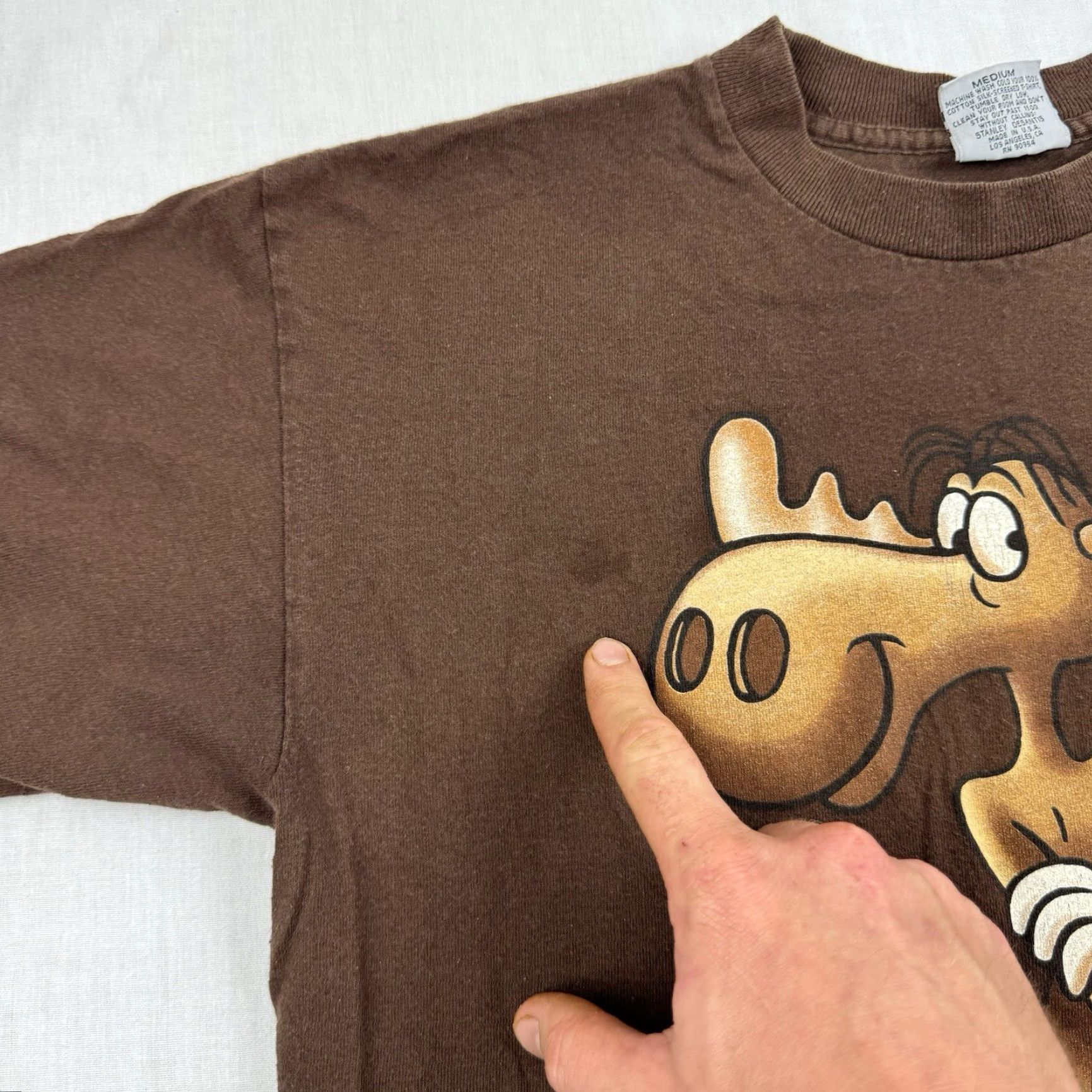 Vintage VINTAGE Stanley Desantis T-Shirt Adult Medium Brown Graphic Print 90s Cartoon Mens Size US M / EU 48-50 / 2 - 5 Thumbnail